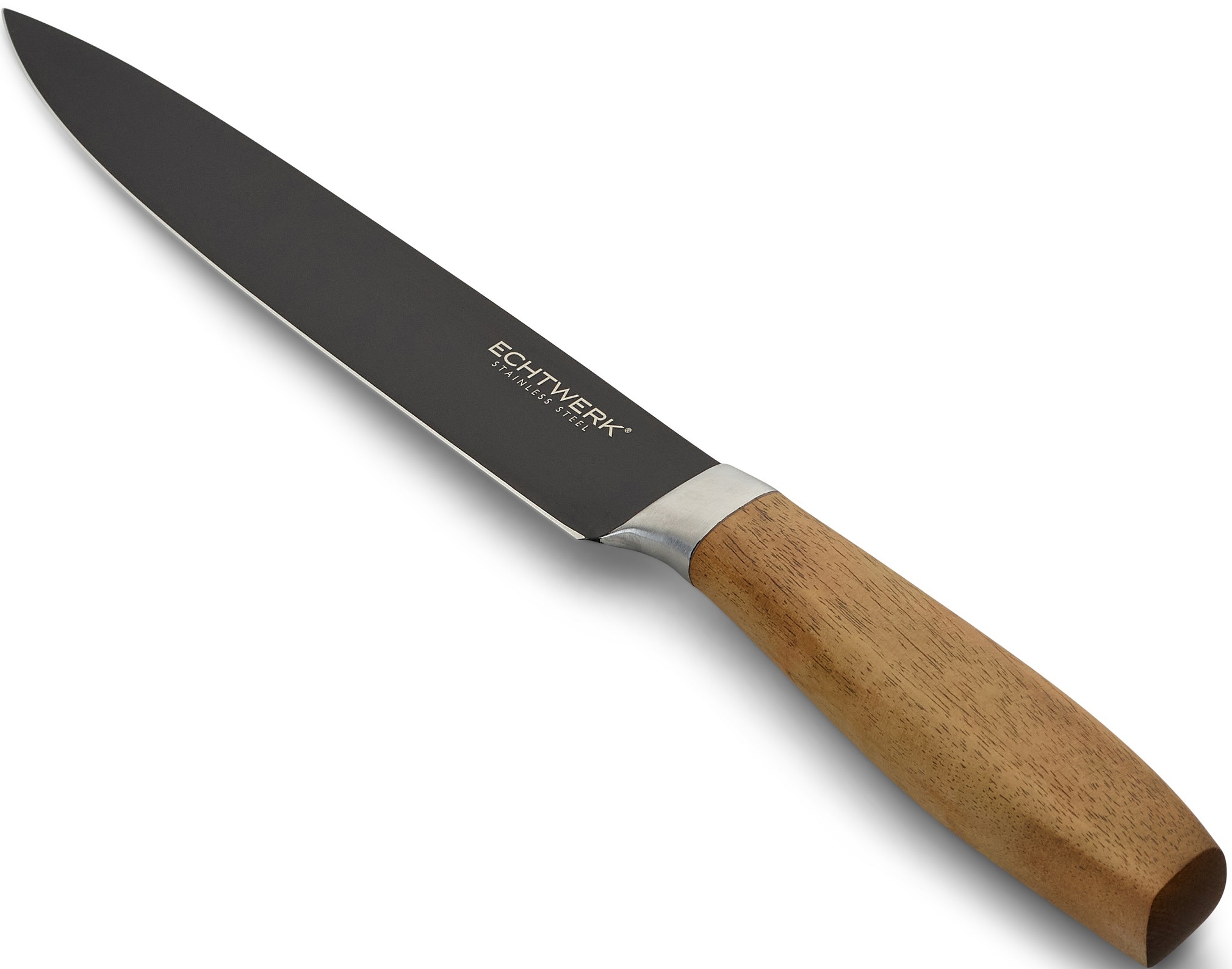 ECHTWERK Fleischmesser "Classic" aus hochwertigem Stahl, Akazienholzgriff, Black-Edition, 20 cm