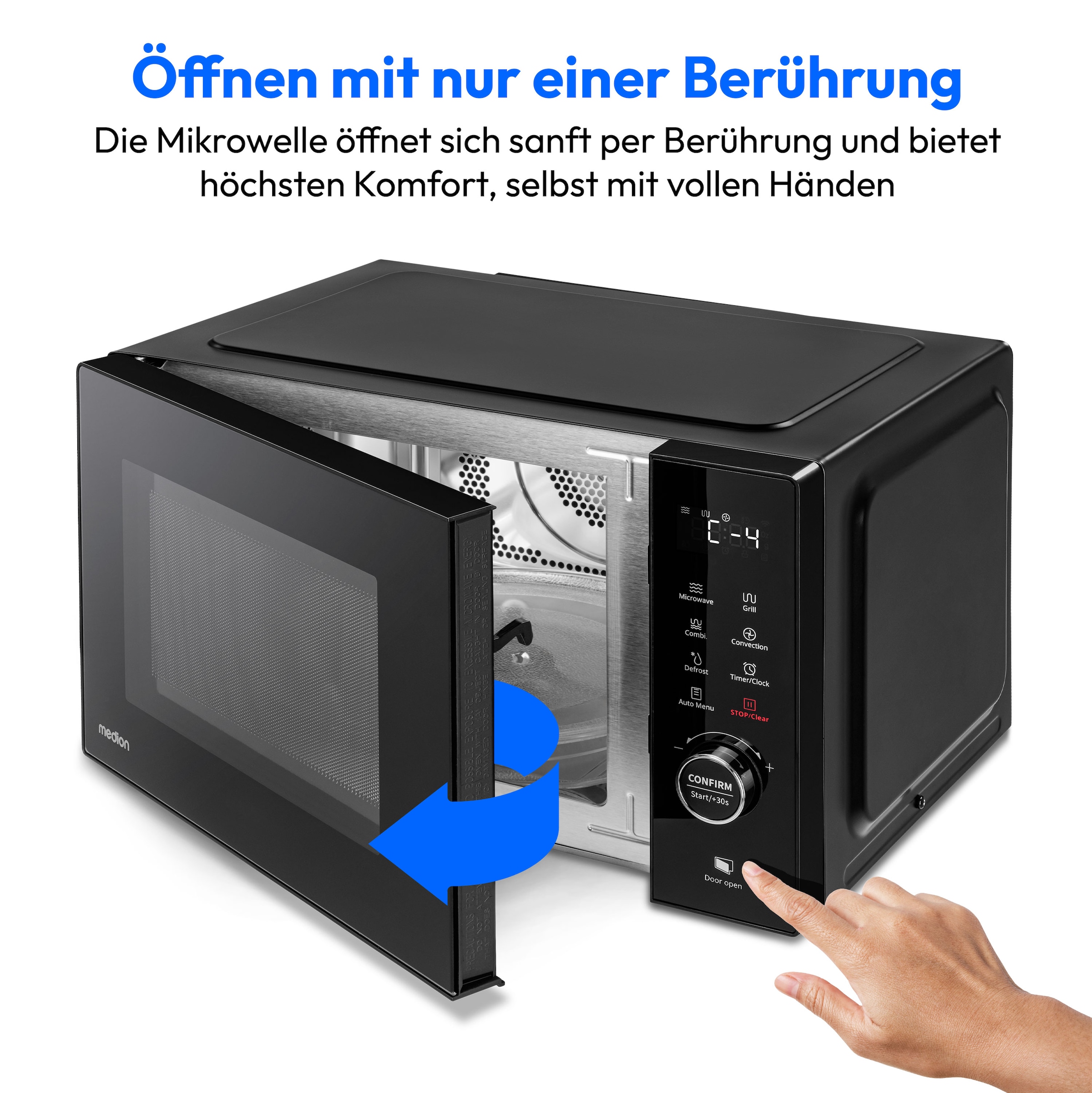 Medion® Mikrowelle »MD 12031 mit Grill und Heißluftfunktion«, Grill und Heißluft-Mikrowelle, 23 L, 5 Leistungsstufen, 11 Automatikpogramme, Auftaufunktion
