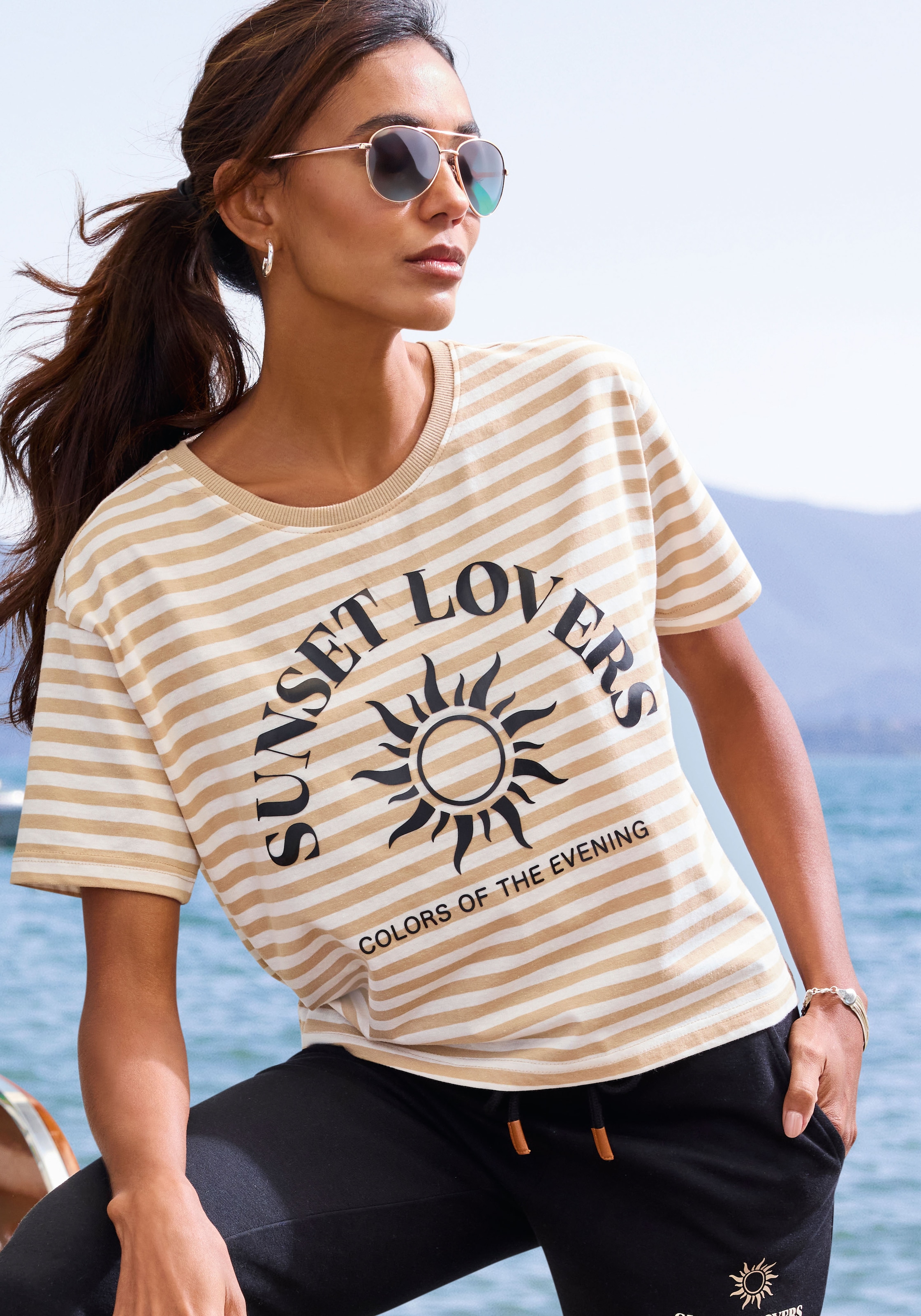 H.I.S T-Shirt, gestreift mit Print günstig online kaufen