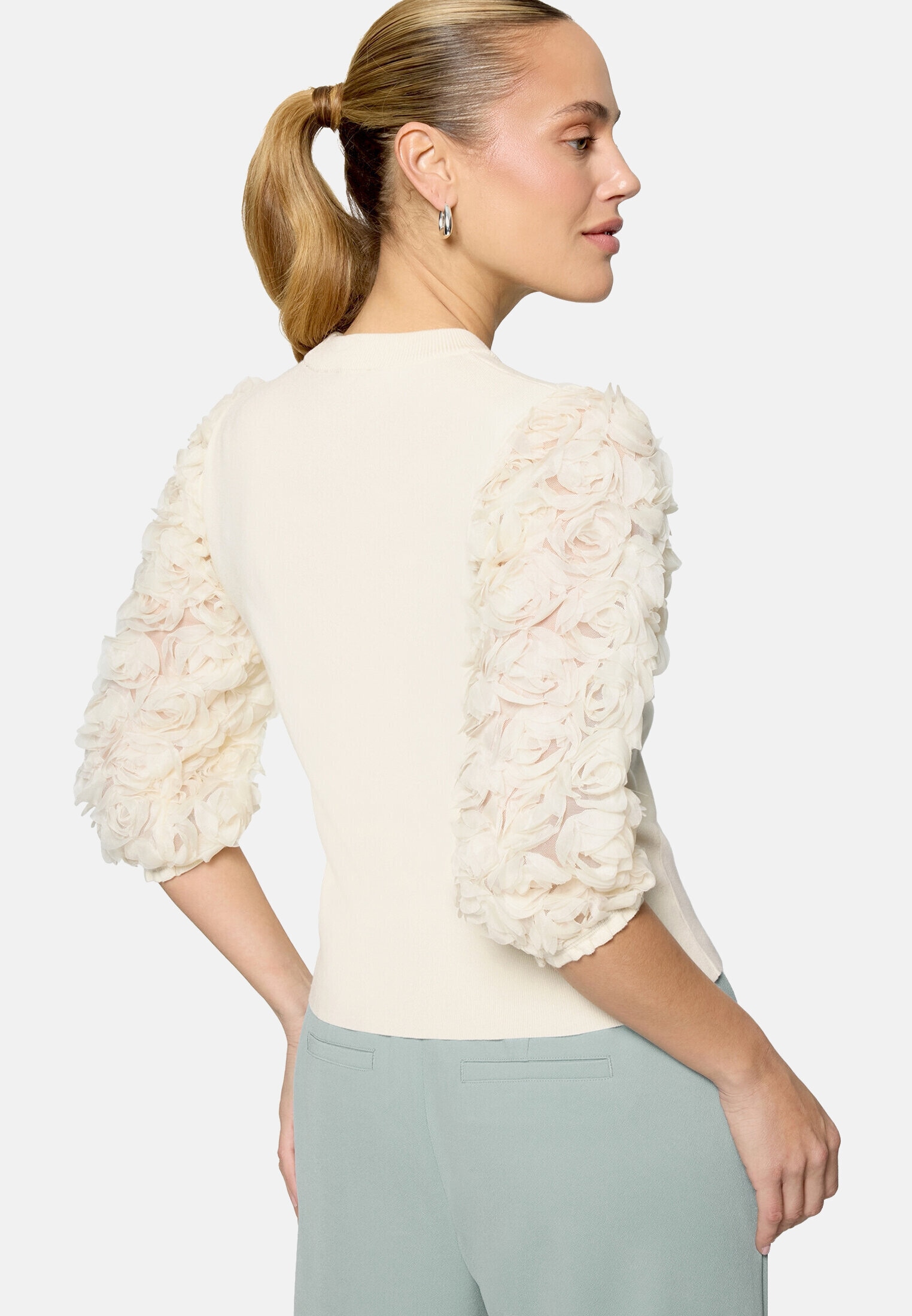 Zero Strickpullover »Damen mit 3D Blüten« 1 drapiert / gerafft