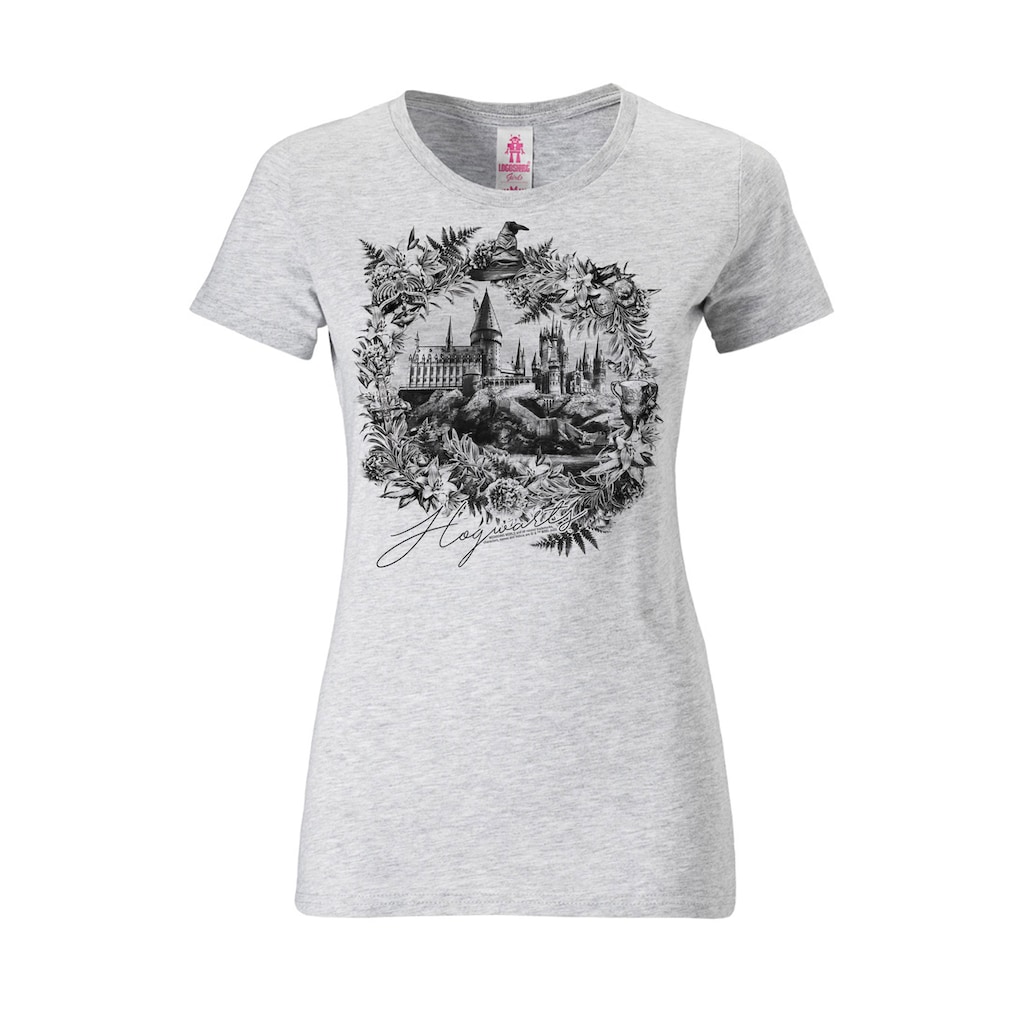 LOGOSHIRT T-Shirt »Harry Potter - Hogwarts Schloss«, mit tollem Hogwarts-Print