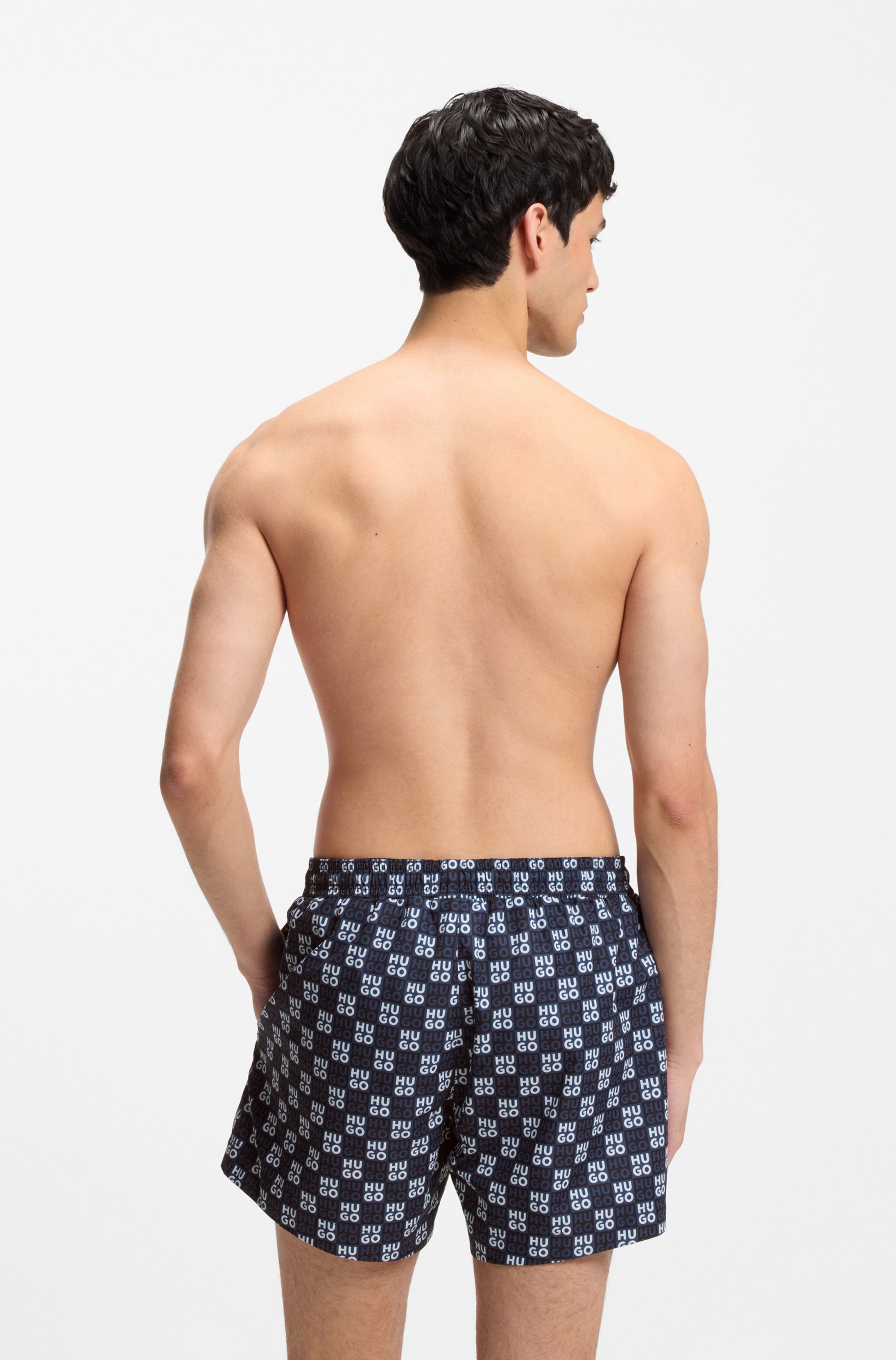 HUGO Underwear Badeshorts »AARON« mit Schachbrett-Logos, elastischer Bund