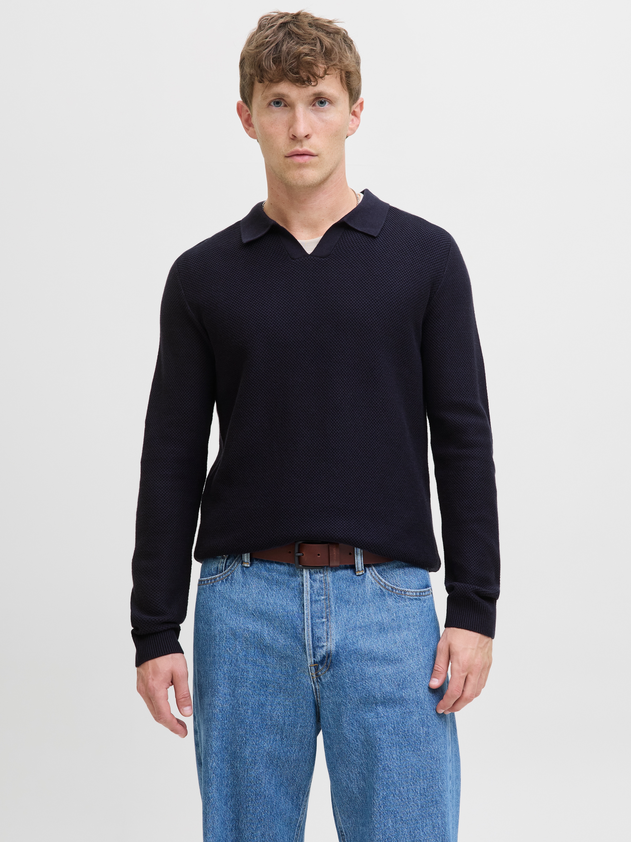Jack & Jones Polokragenpullover "JPRBLAEASTON KNIT SPLIT NECK LS SN" günstig online kaufen
