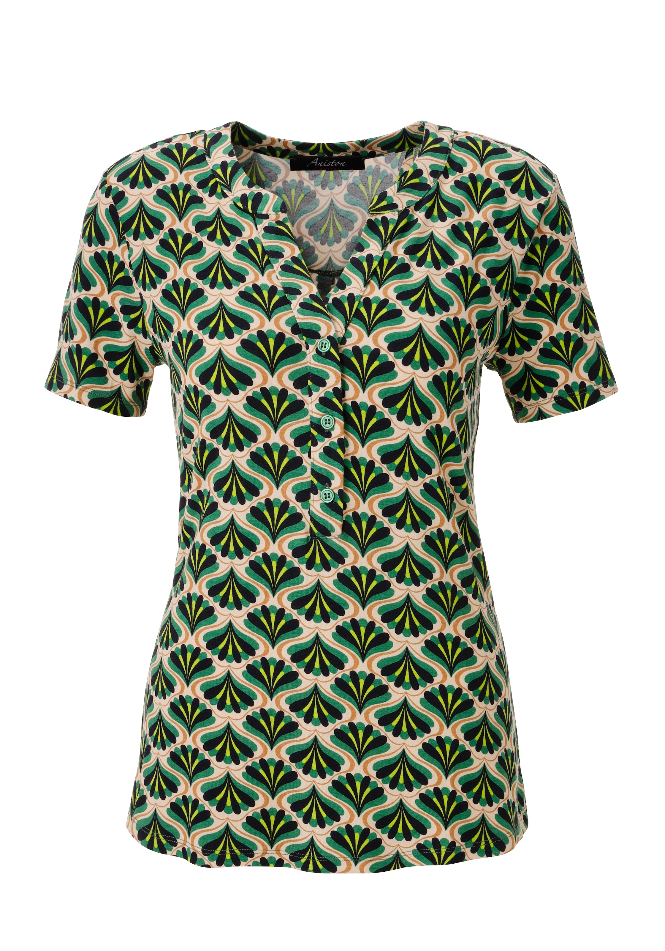 Aniston CASUAL Schlupfbluse mit farbharmonischem Retro-Muster - NEUE KOLLEKTION