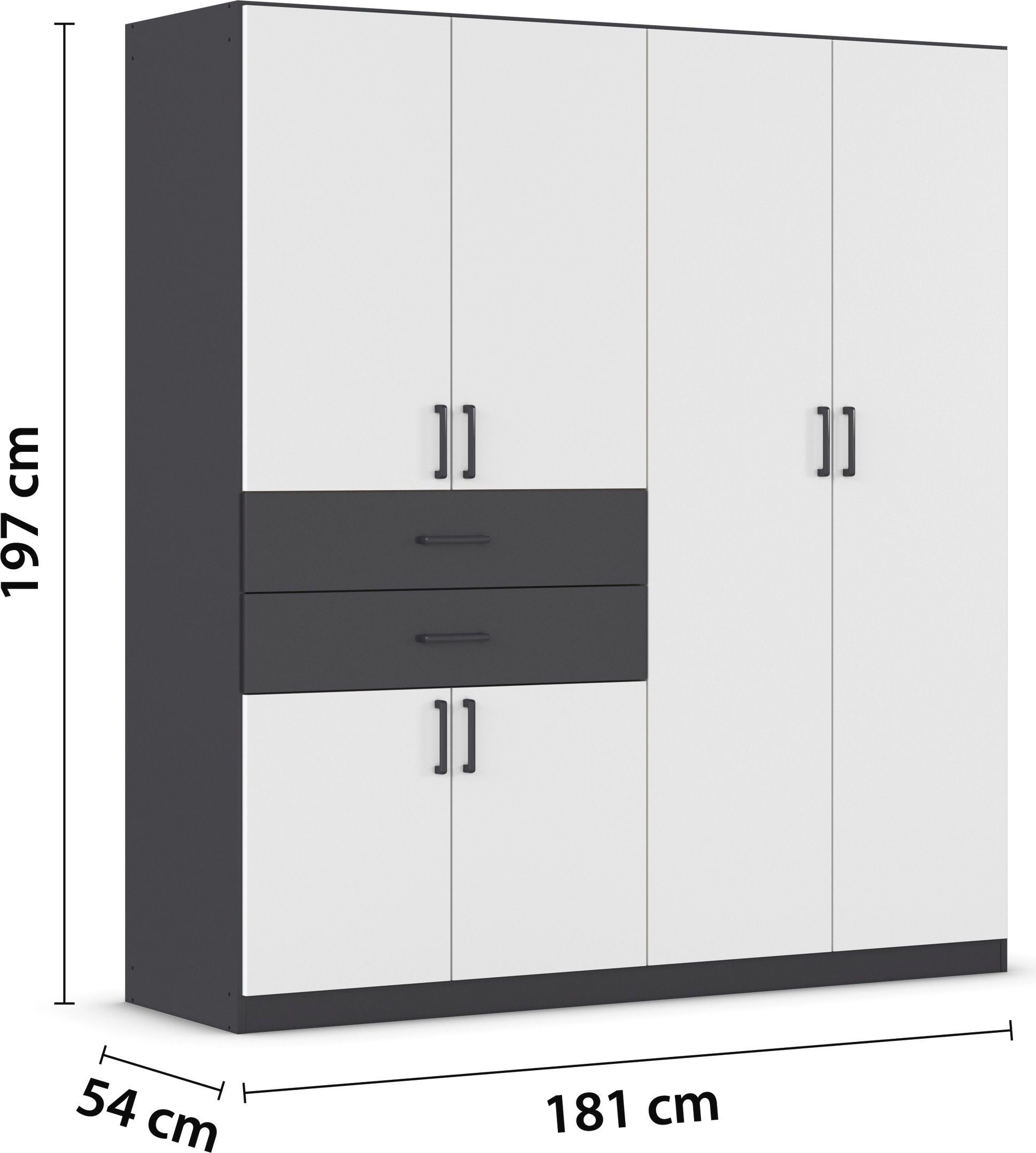 rauch Drehtürenschrank »Kleiderschrank Schrank Garderobe MAIKA mit Dekor-Front«, 2 Schubladen, in verschiedenen Breiten, Höhen, Farben, MADE IN GERMANY