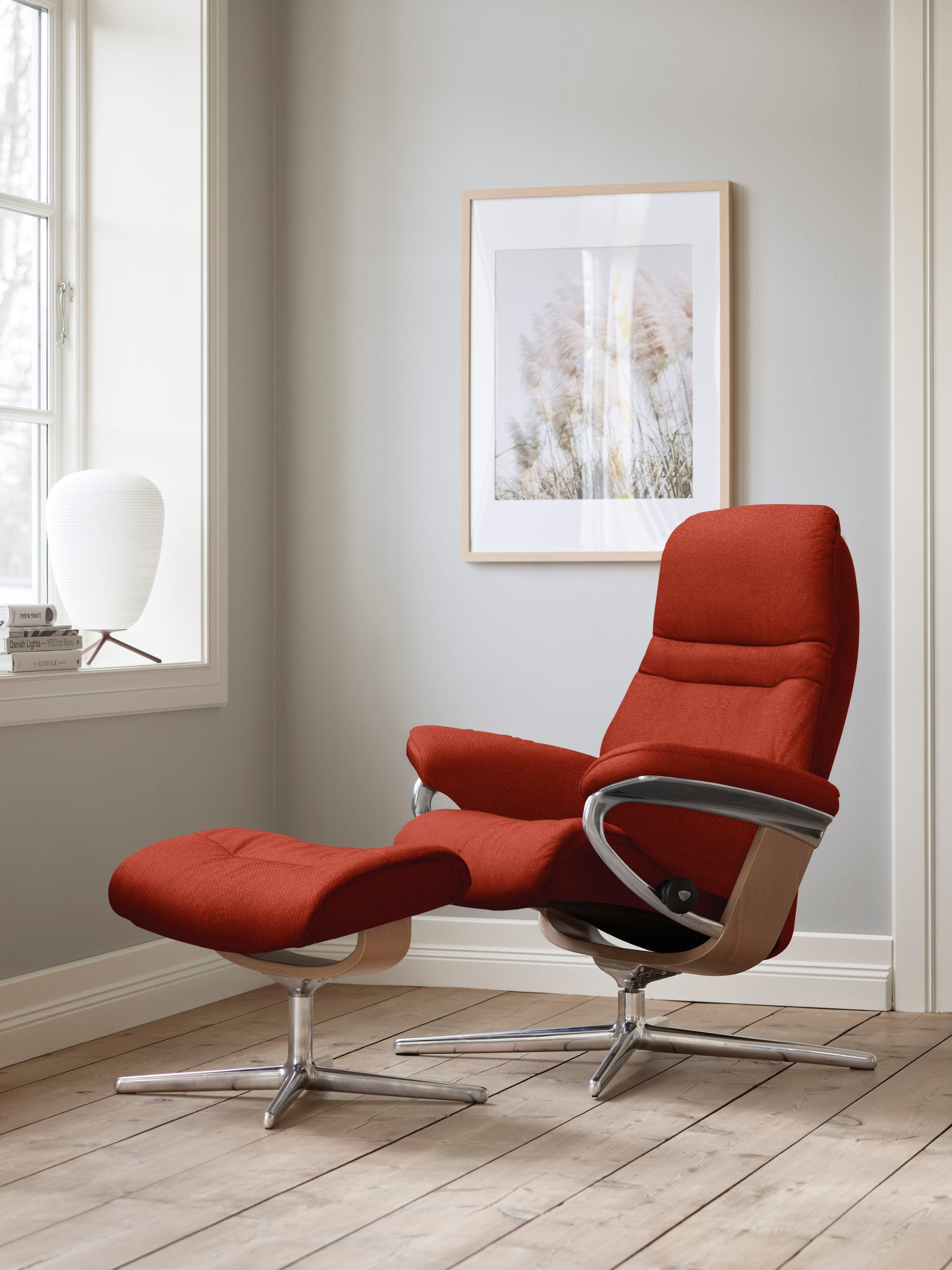 Stressless Fußhocker "Sunrise", mit Cross Base, Größe S, M & L, Holzakzent Eiche