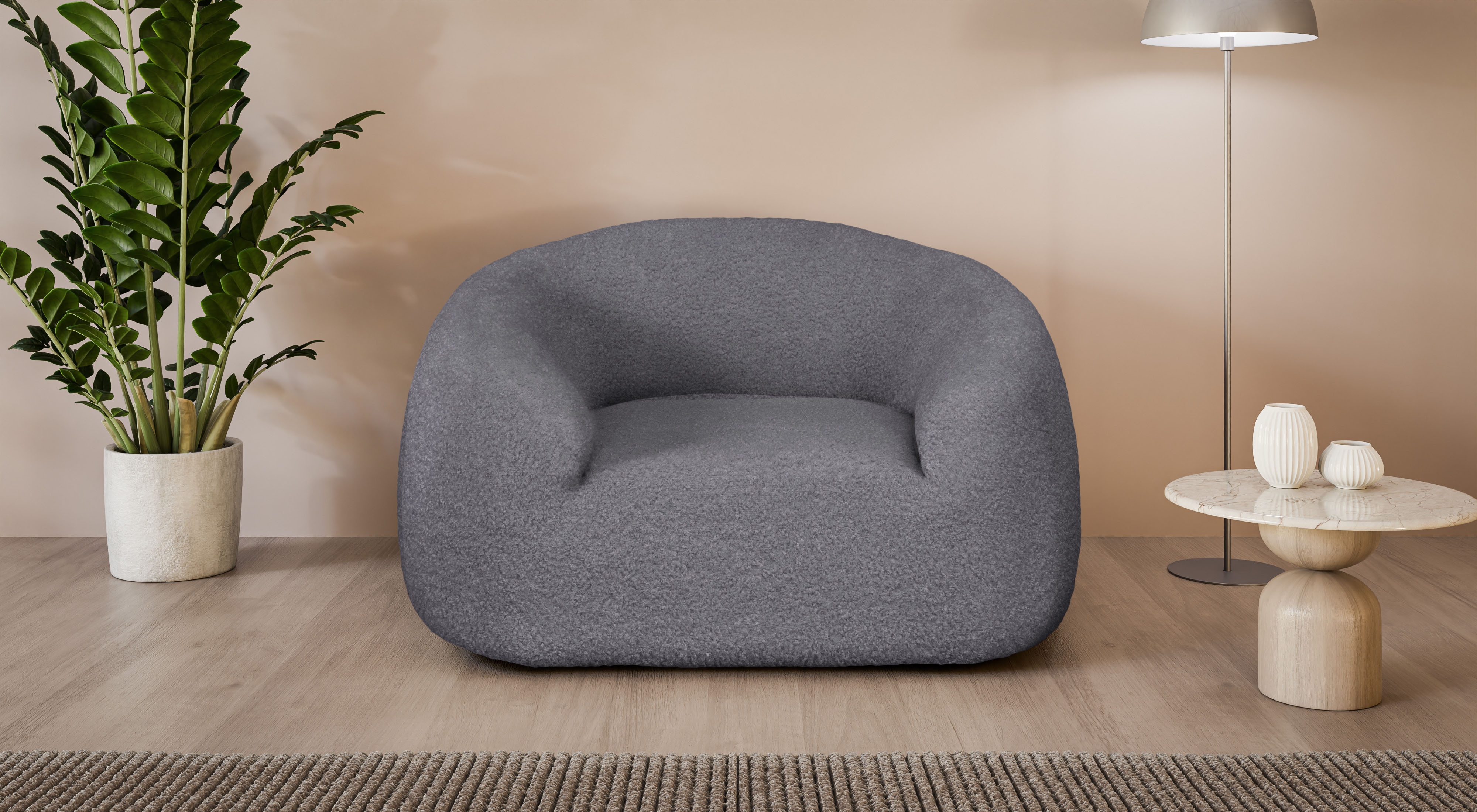 LeGer Home by Lena Gercke Sessel "YANI Relaxsessel, Loungesessel, Maße B/T/H: 127/96/76 cm" organische Form, mit Wellenunterfederung, auch in Bouclé