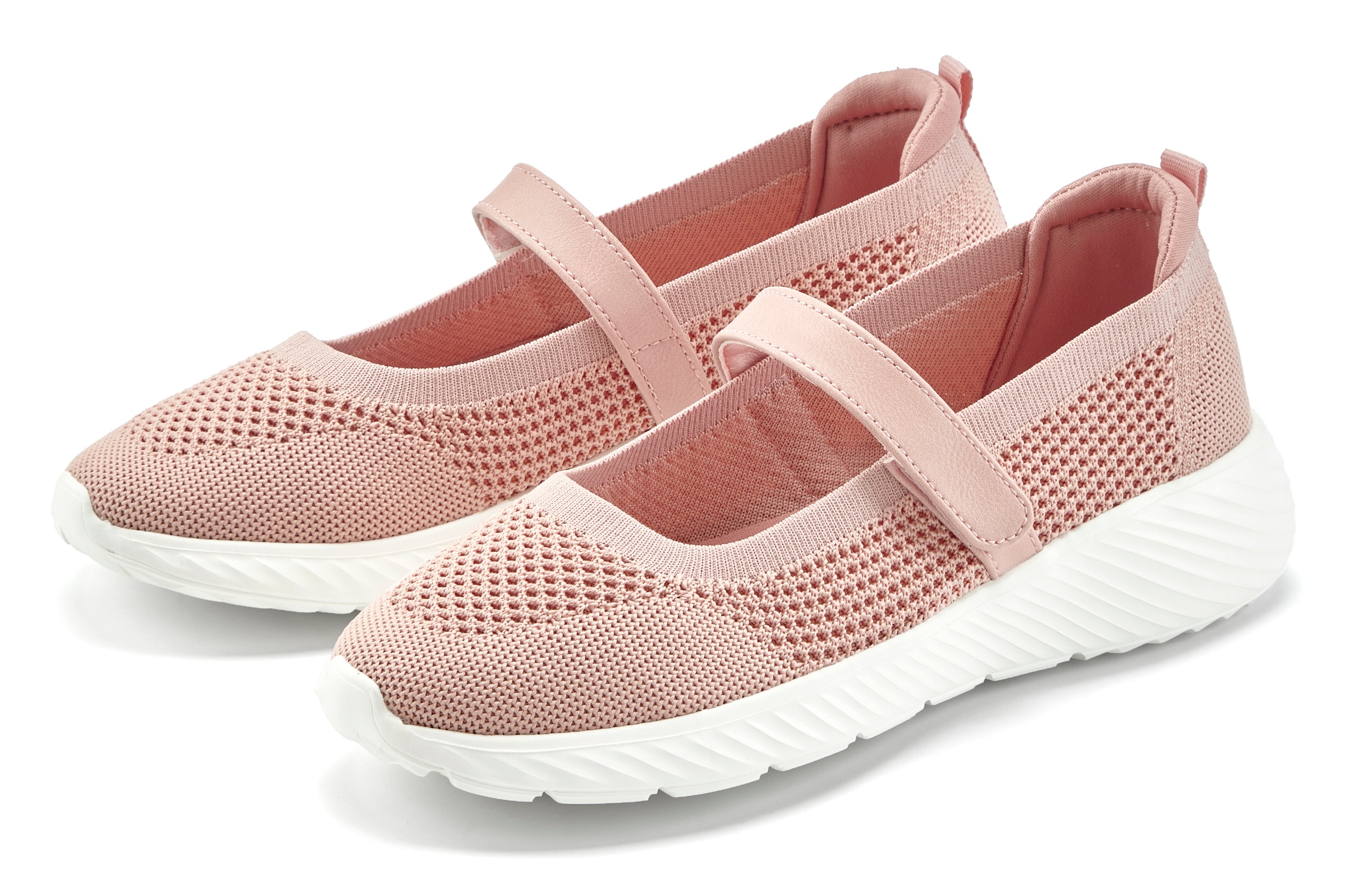 Vivance Sneaker Ballerinas "Sneaker-Ballerina, Slipper, Mary-Jane-Sneaker" Mesh-Optik mit Klettriemen und Fersenpolsterung VEGAN