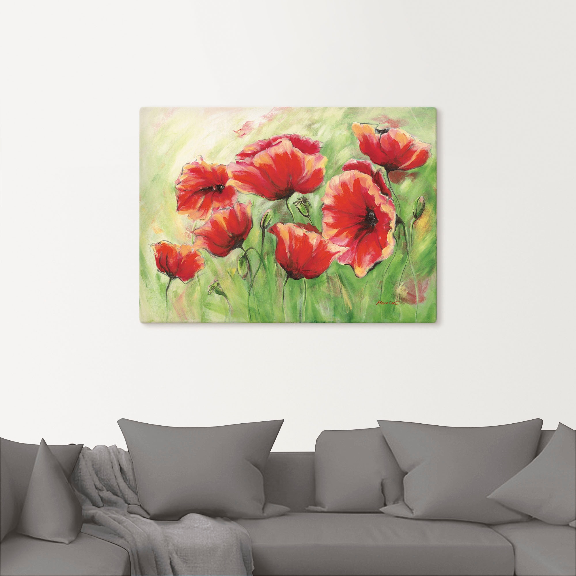 Artland Wandbild »Rote Mohnblumen II«, Blumen, (1 St.), als Leinwandbild, Poster in verschied. Größen