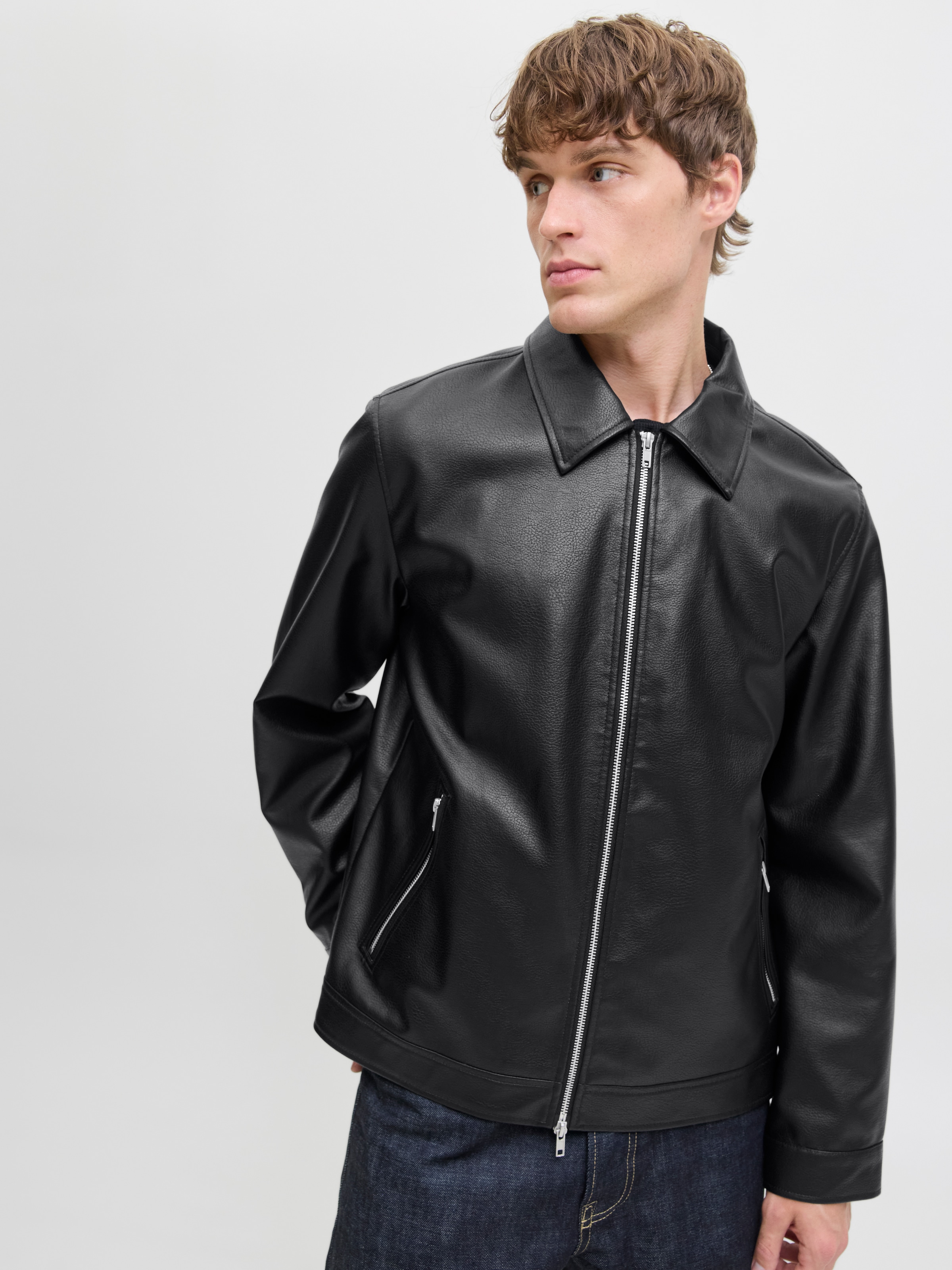 Jack & Jones Bikerjacke »JJECASABLANCA PU JACKET NOOS«, ohne Kapuze, mit Fronttaschen
