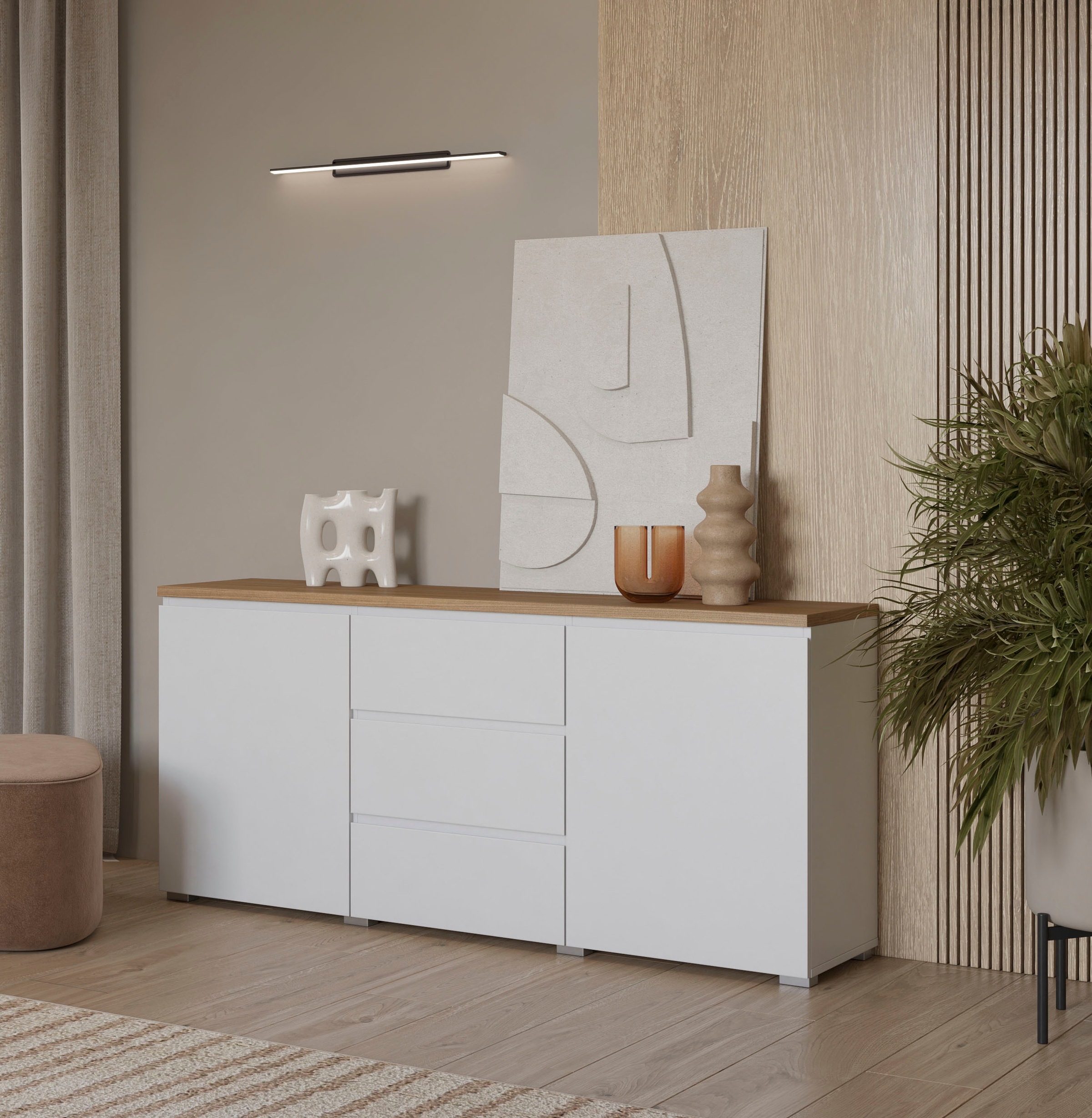 INOSIGN Sideboard »Modo, Breite 150 cm, moderne grifflose Kommode 2Türen/3 SK«, Schubladenkommode mit viel Stauraum, Einlegeböden verstellbar