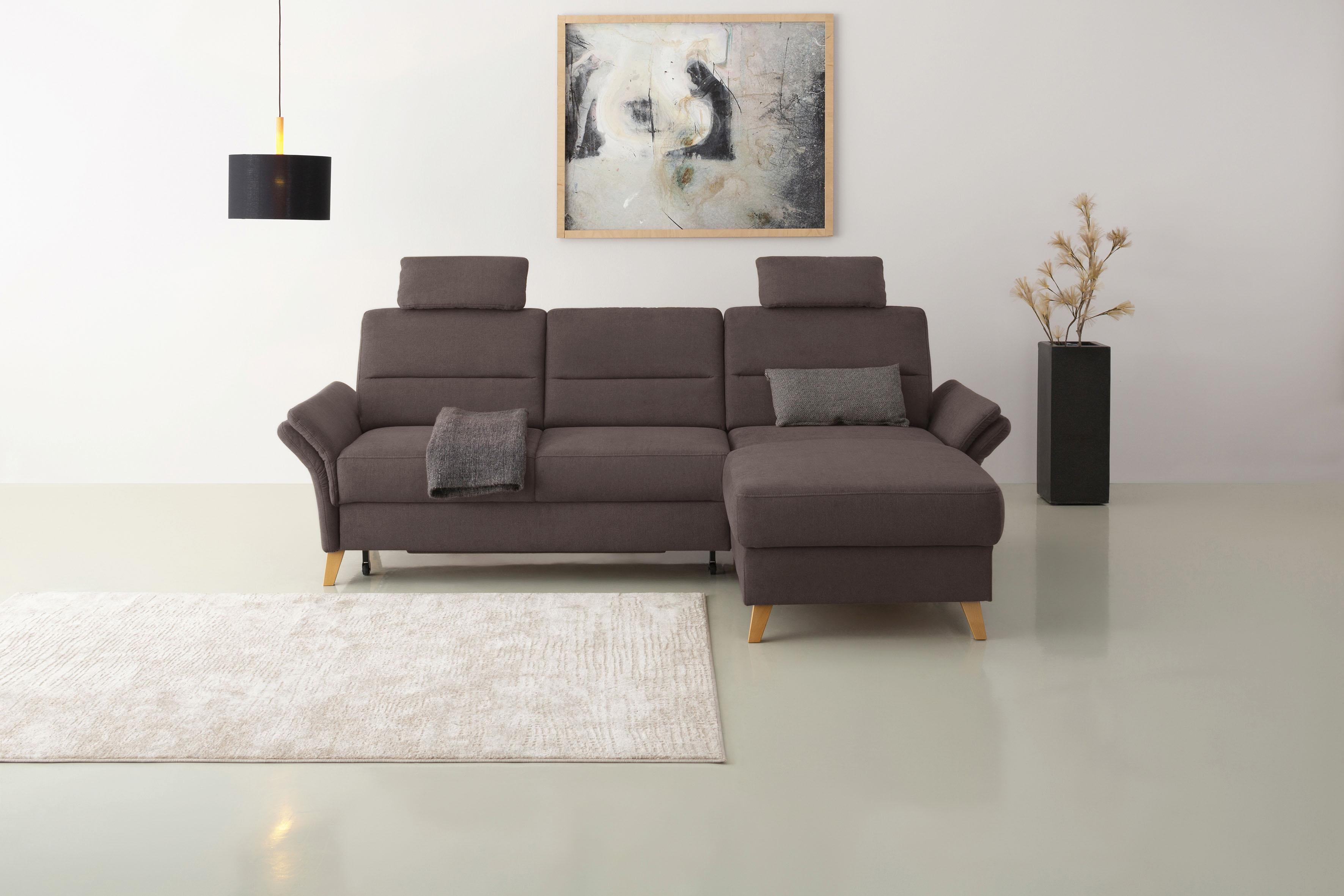 OTTO home Ecksofa "Westerland L-Form" Federkern-Polsterung, wahlweise mit Schlaffunktion, Bettkasten