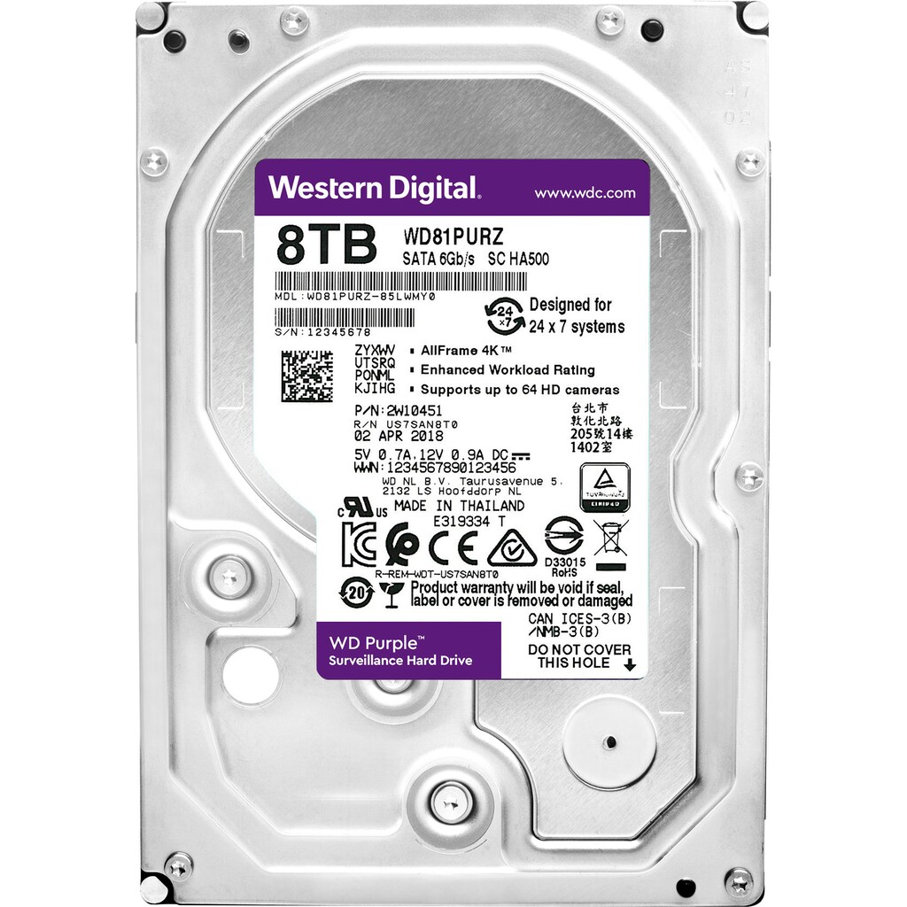 Western Digital HDD-Festplatte »WD Purple™«, 3,5 Zoll, Anschluss SATA III