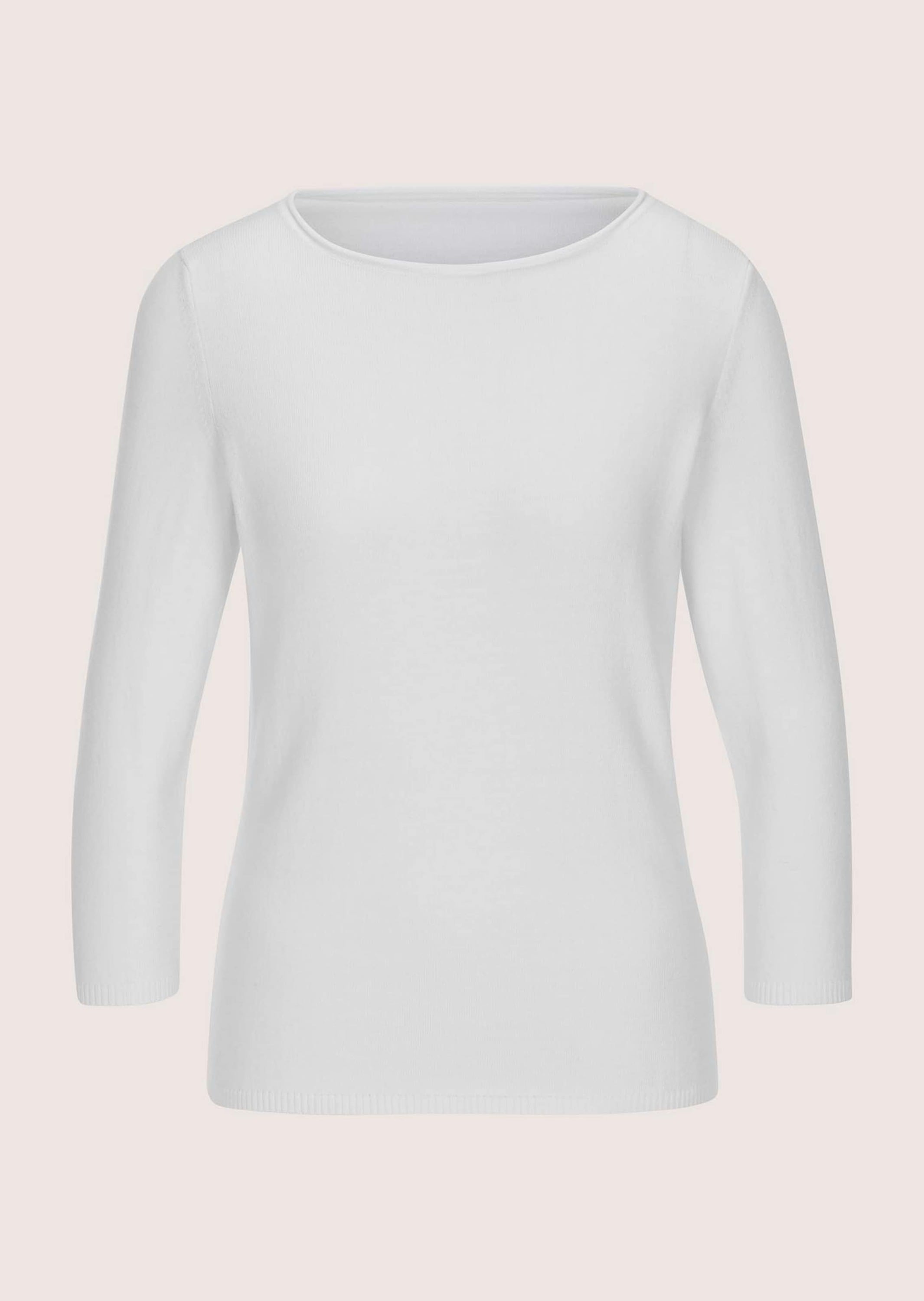 MADELEINE Longpullover "Feinstrickpullover Basic-Pullover mit Rollkante" Eleganter U-Boot-Ausschnitt