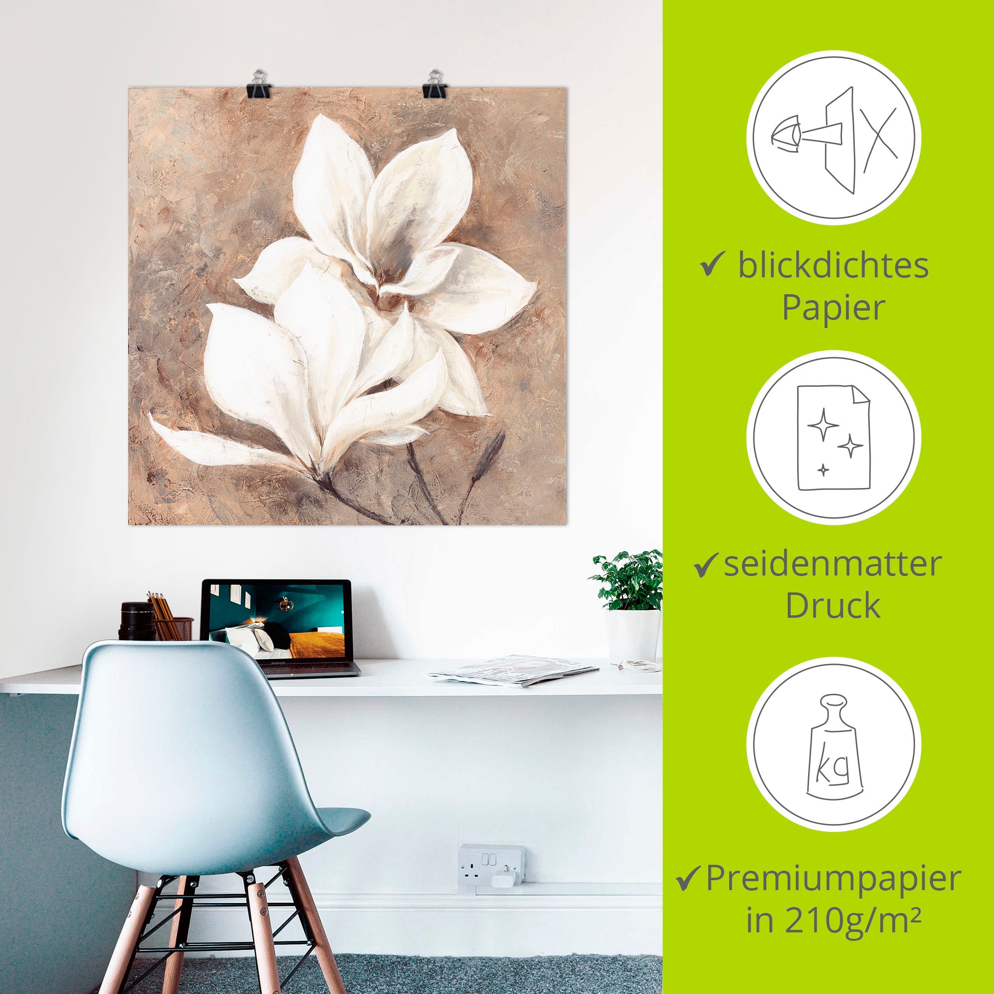 Artland Wandbild »Klassische Magnolien«, Blumen, (1 St.), als Alubild, Outdoorbild, Leinwandbild, Poster, Wandaufkleber