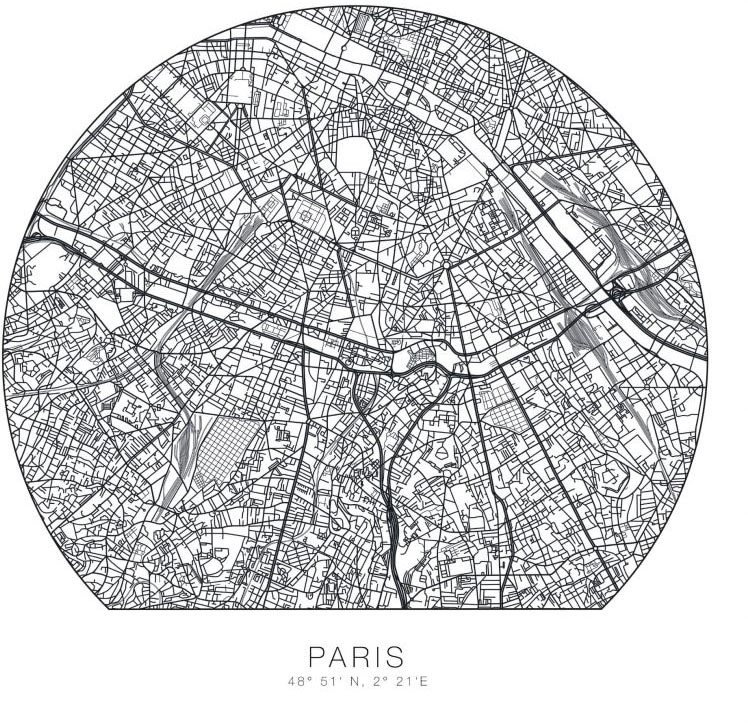 St.) | bestellen Wandtattoo runder (1 BAUR Tapete »Paris Stadtplan«, Wall-Art