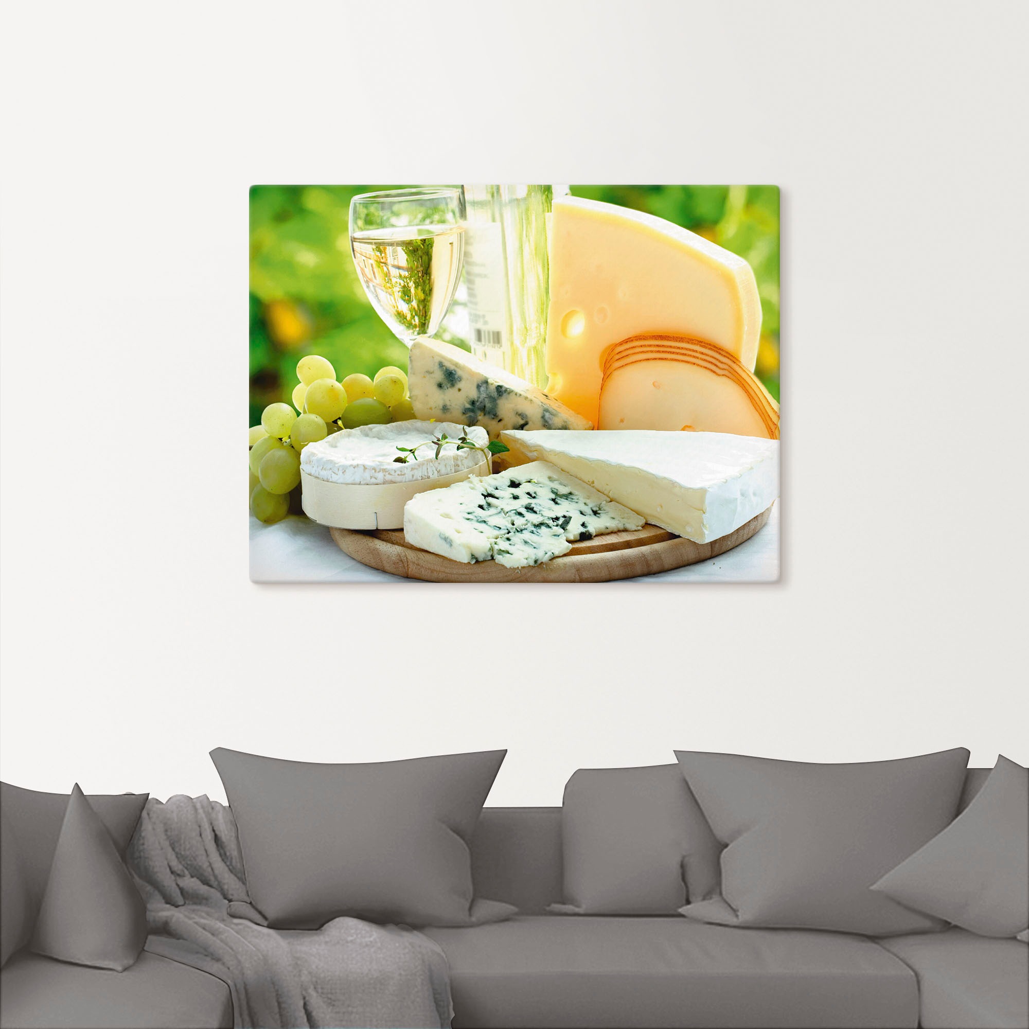 Artland Wandbild "Käse & Wein", Lebensmittel, (1 St.), als Leinwandbild, Po günstig online kaufen