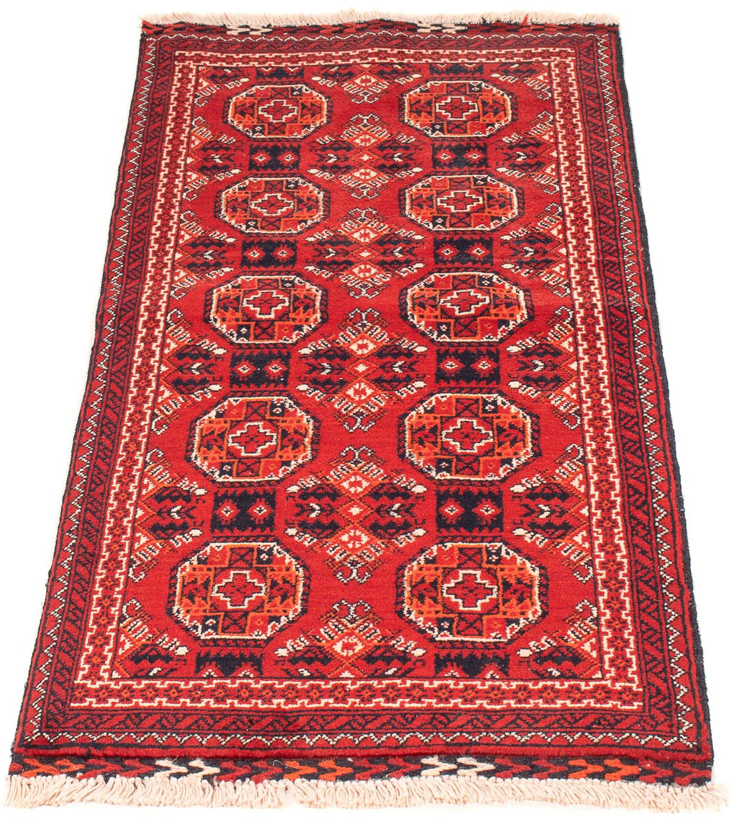 morgenland Orientteppich "Afghan - 106 x 49 cm - dunkelrot", rechteckig, 7 mm Höhe, Wohnzimmer, Handgeknüpft, Einzelstüc