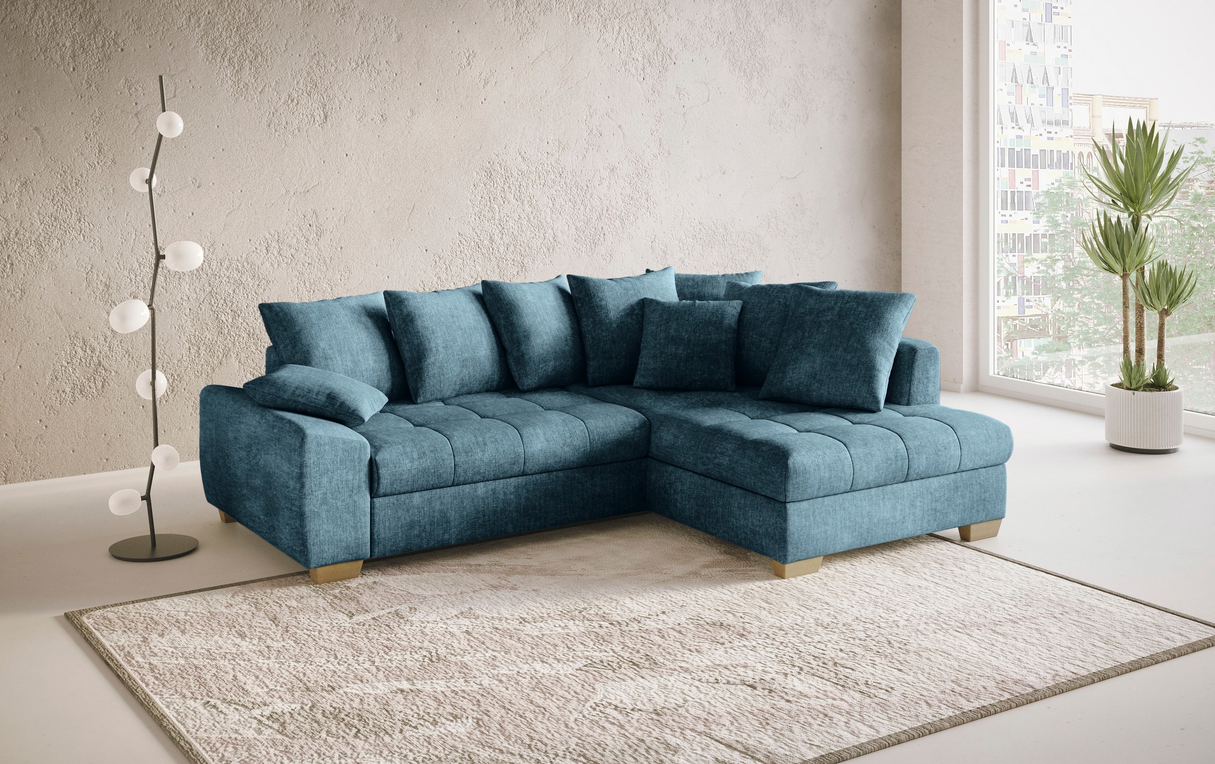 Mr. Couch Ecksofa »Nikita II, L-Form, bis 140kg pro Sitzplatz belastbar«, mit Kaltschaumpolsterung, wahlweise mit Bett und Bettkasten