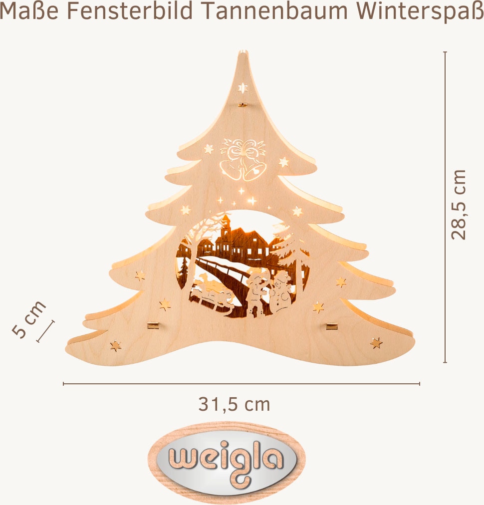 Weigla Dekobaum "beleuchtetes Fensterbild Tannenbaum Winterspaß, NATUR-BRAU günstig online kaufen