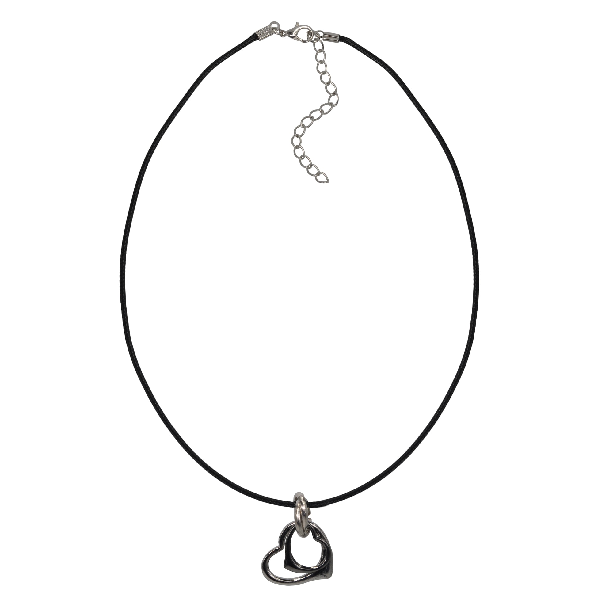 Steuer Kette mit Anhänger »Set Metall Herz zweifarbig Glasstein weiß Kunstleder schwarz«