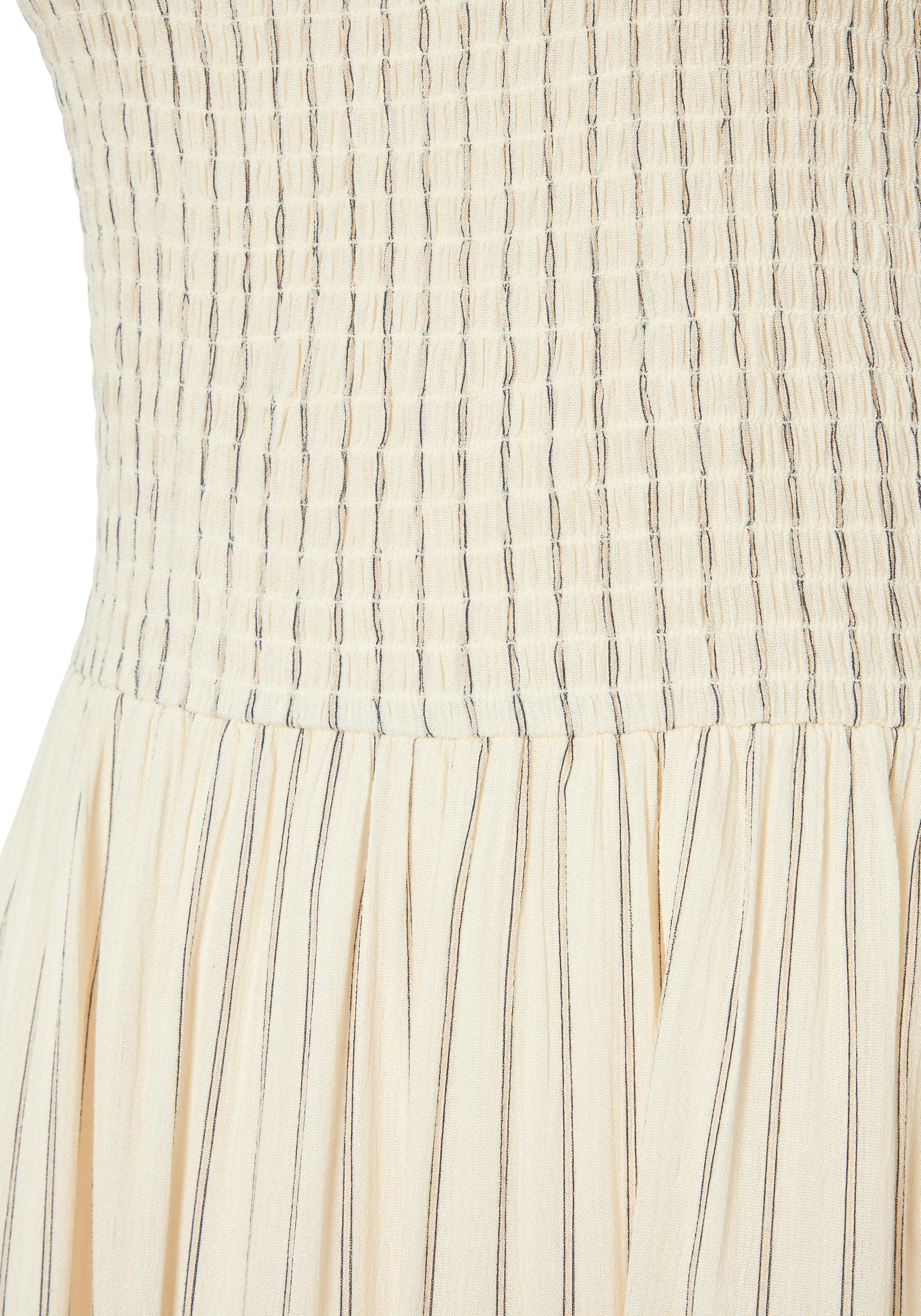 LASCANA Midikleid »mit gesmoktem Oberteil und Streifenmuster« Ohne Taschen Ärmelloses Sommerkleid, elegantes Streifenkleid, Webkleid  aus Viskose