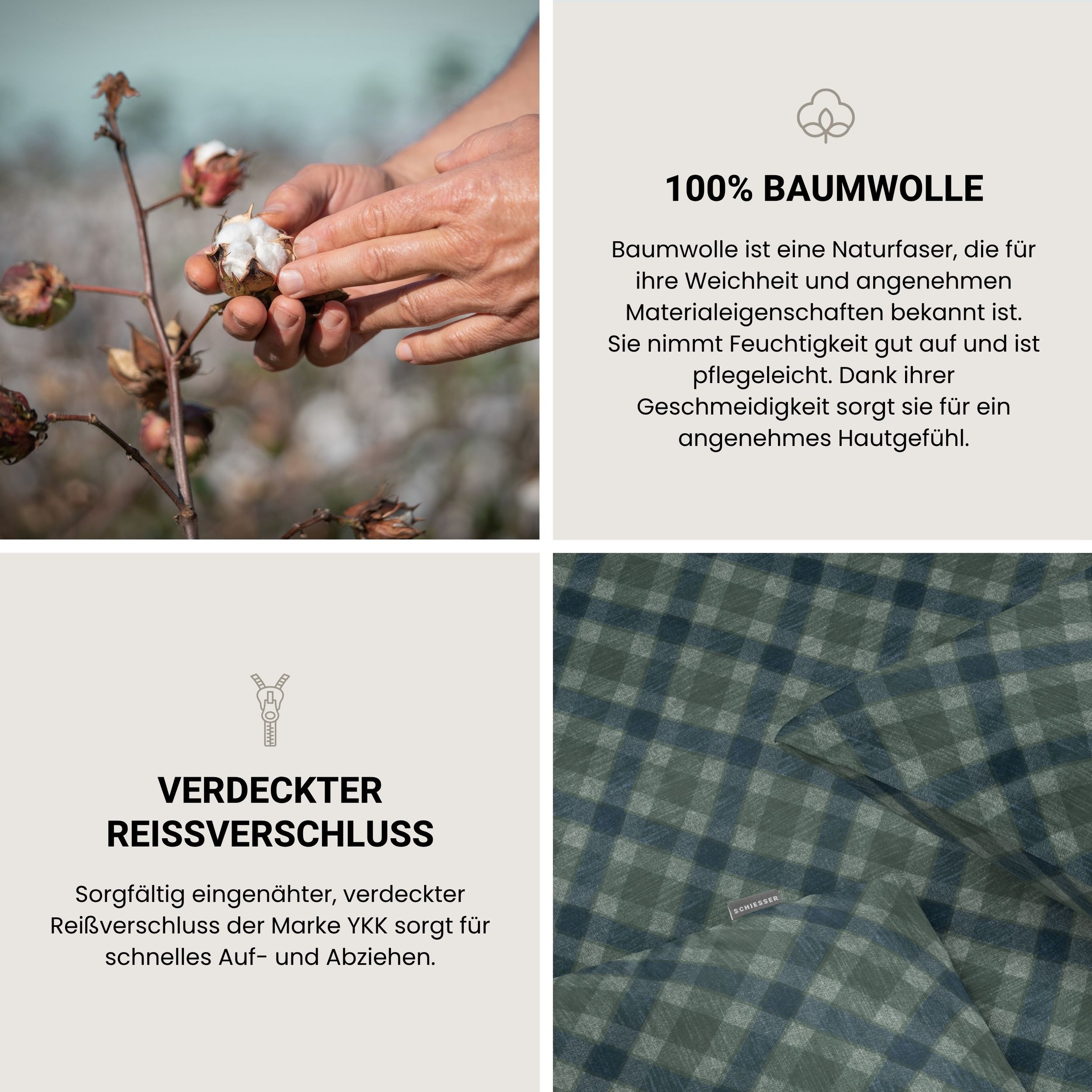 Schiesser Bettwäsche »Daniel aus weicher Baumwolle mit Karomuster« 2 OEKO-TEX® MADE IN GREEN