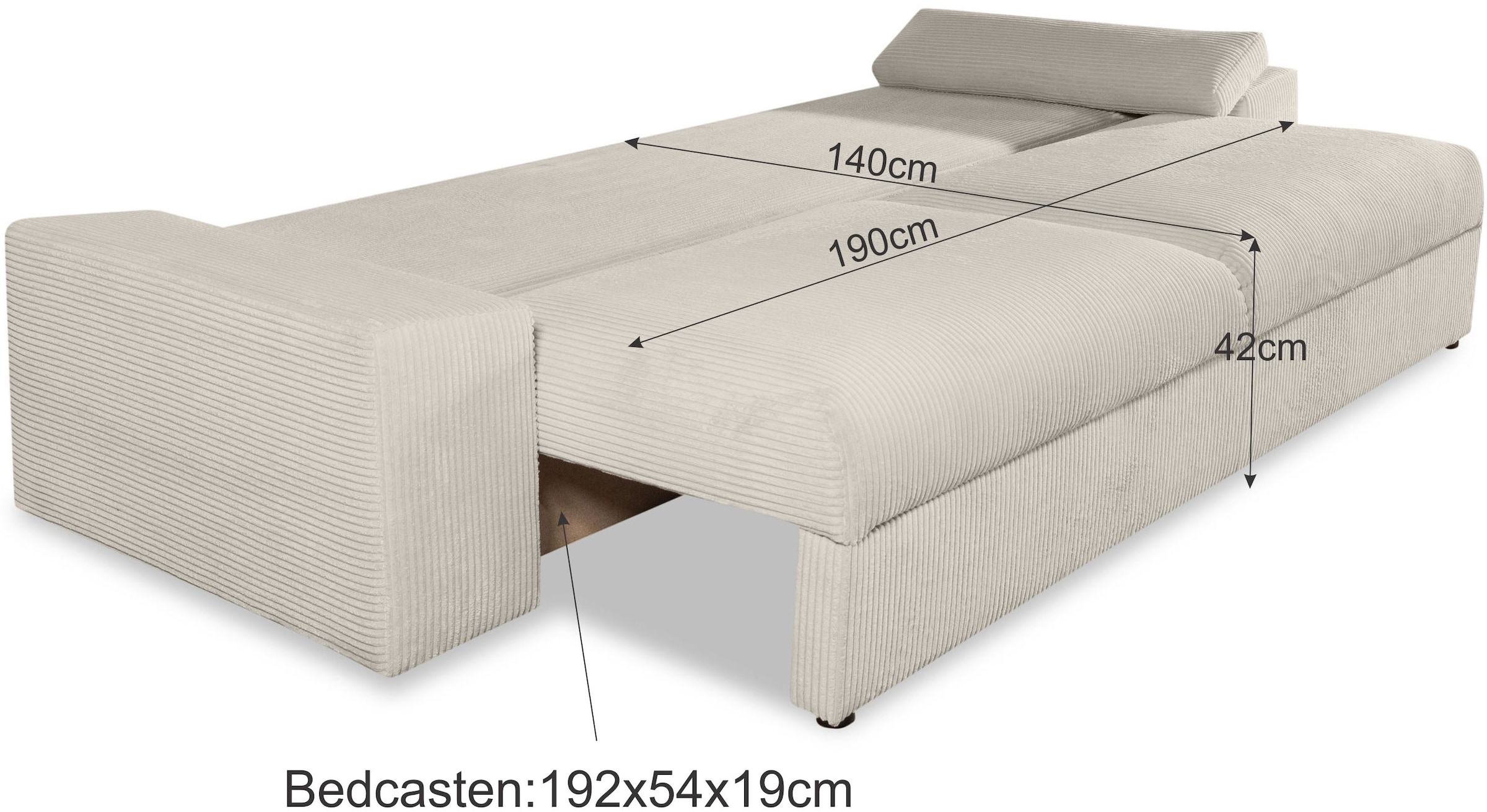 COLLECTION AB Schlafsofa »Mara, B: 249 cm, Liegefl. 139x195 cm« Dauer-Schlaffunktion, Bettkasten & Federkern, wahlweise mit Topper