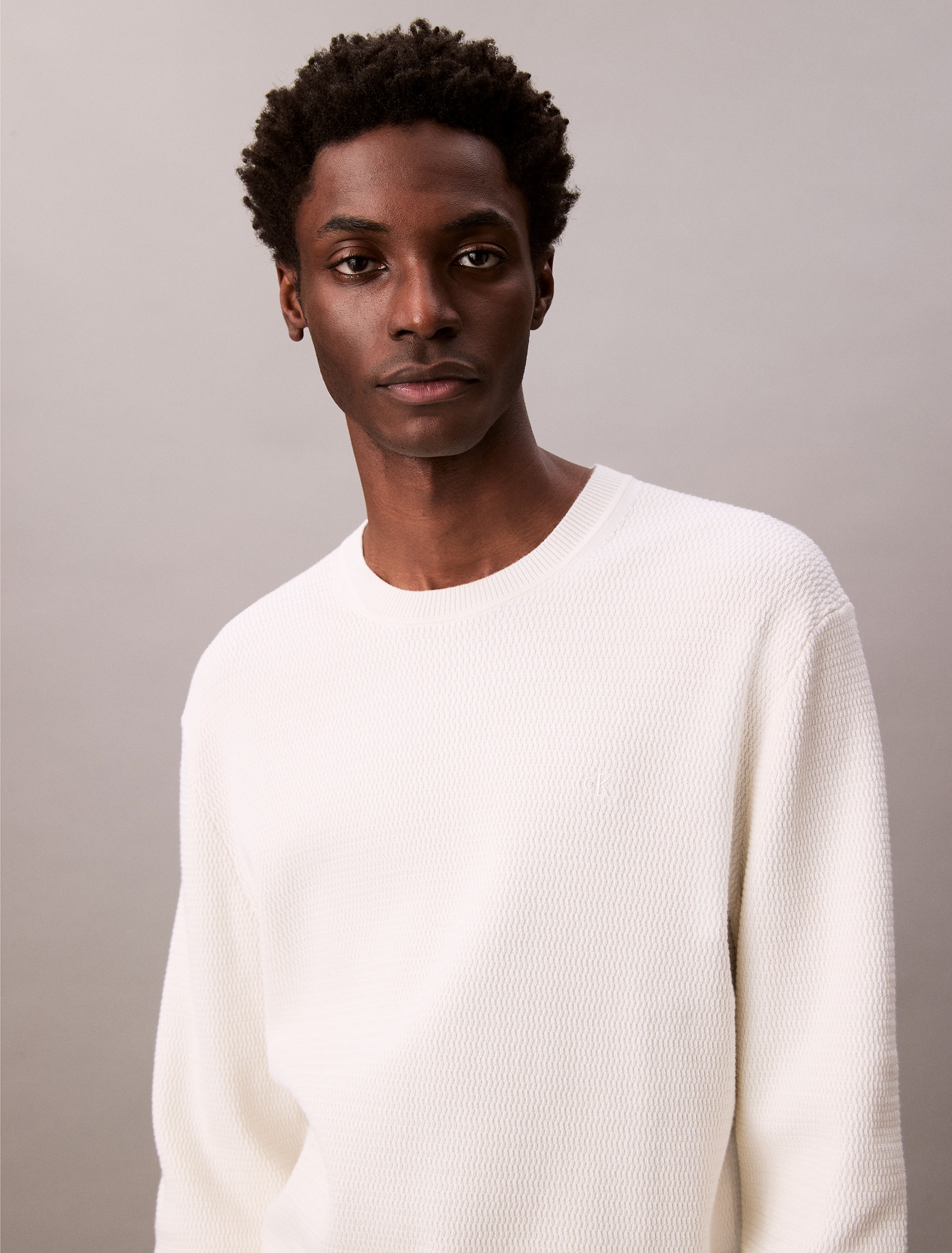 Thumbnail - Calvin Klein Strickpullover "LS TXTR CTTN CRWNK S" Mit Rundhalsausschnitt