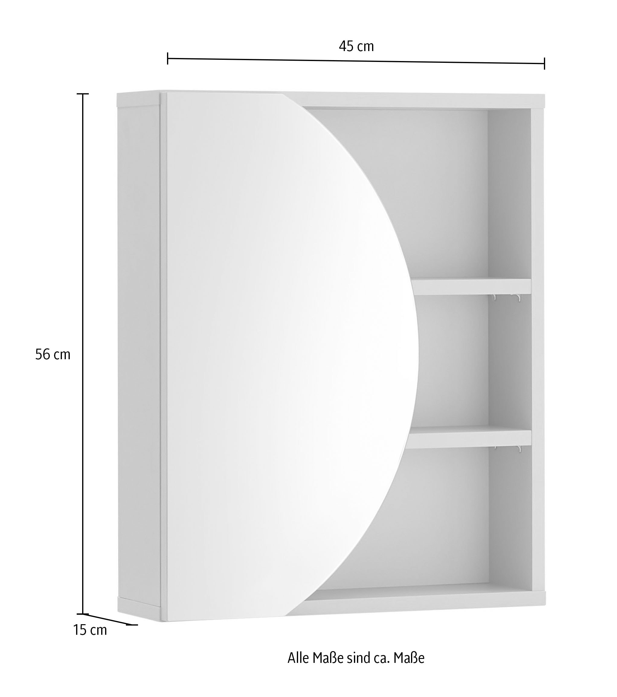 BASIC by Balculina Spiegelschrank »Nancy BxHxT 45x45x15 cm« 1 Stk. tlg. Breite 45 cm, offene Fächer