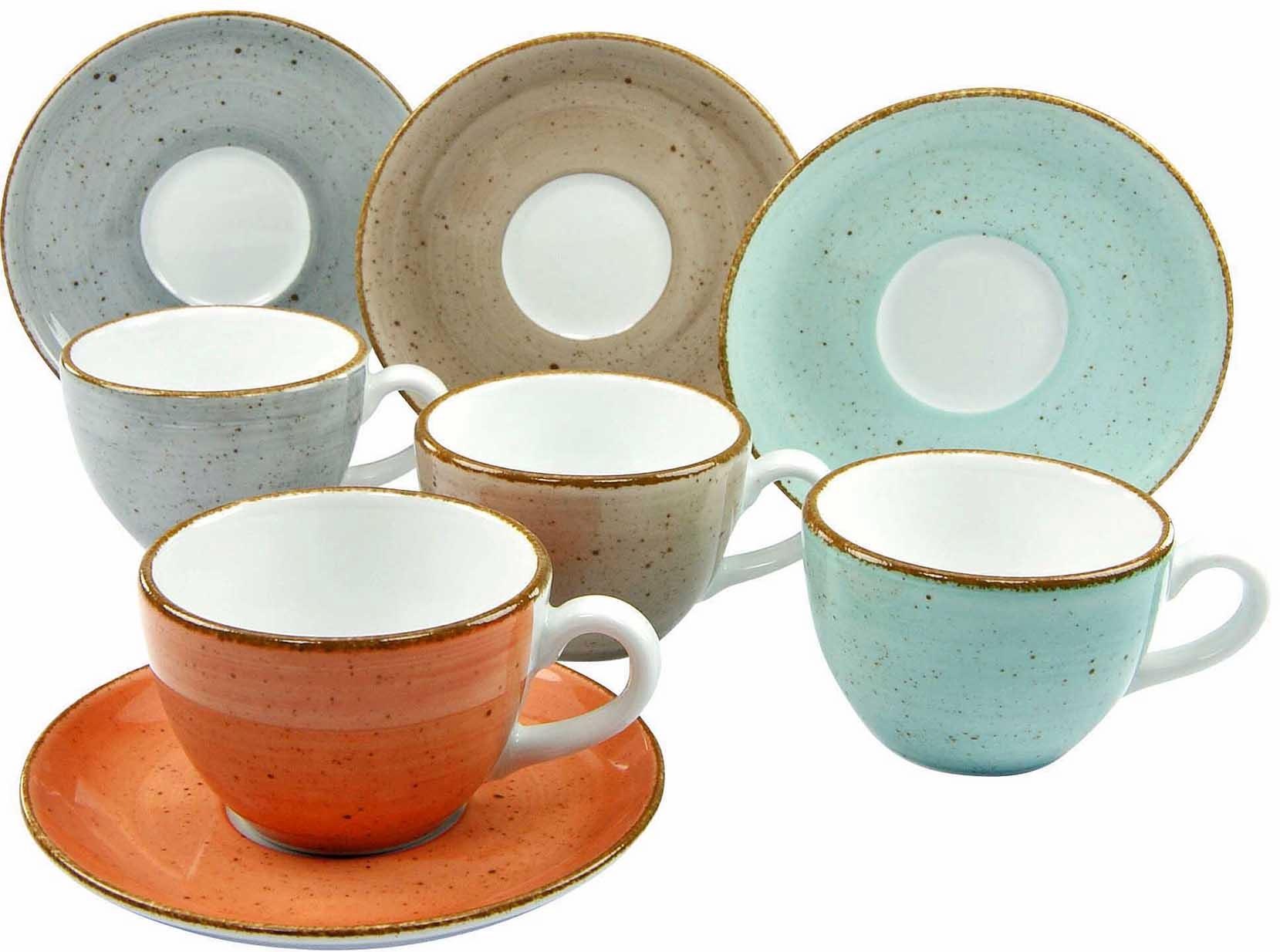 CreaTable Tasse "Tassen Set VINTAGE NATURE" 4 Kaffeetassen, 4 Untertassen günstig online kaufen