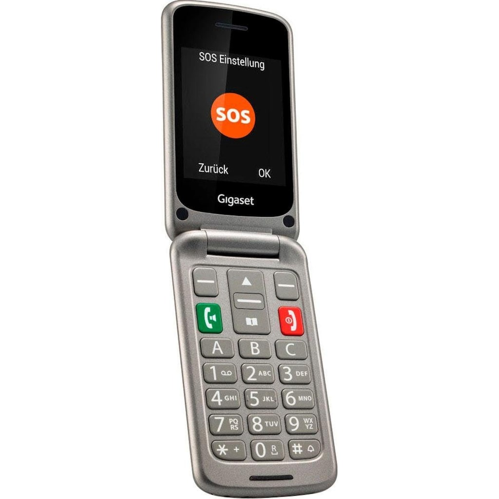 Gigaset Klapphandy »GL590«, Titan-silber, 7,3 cm/2,8 Zoll, 0,03 GB Speicherplatz, 3 MP Kamera