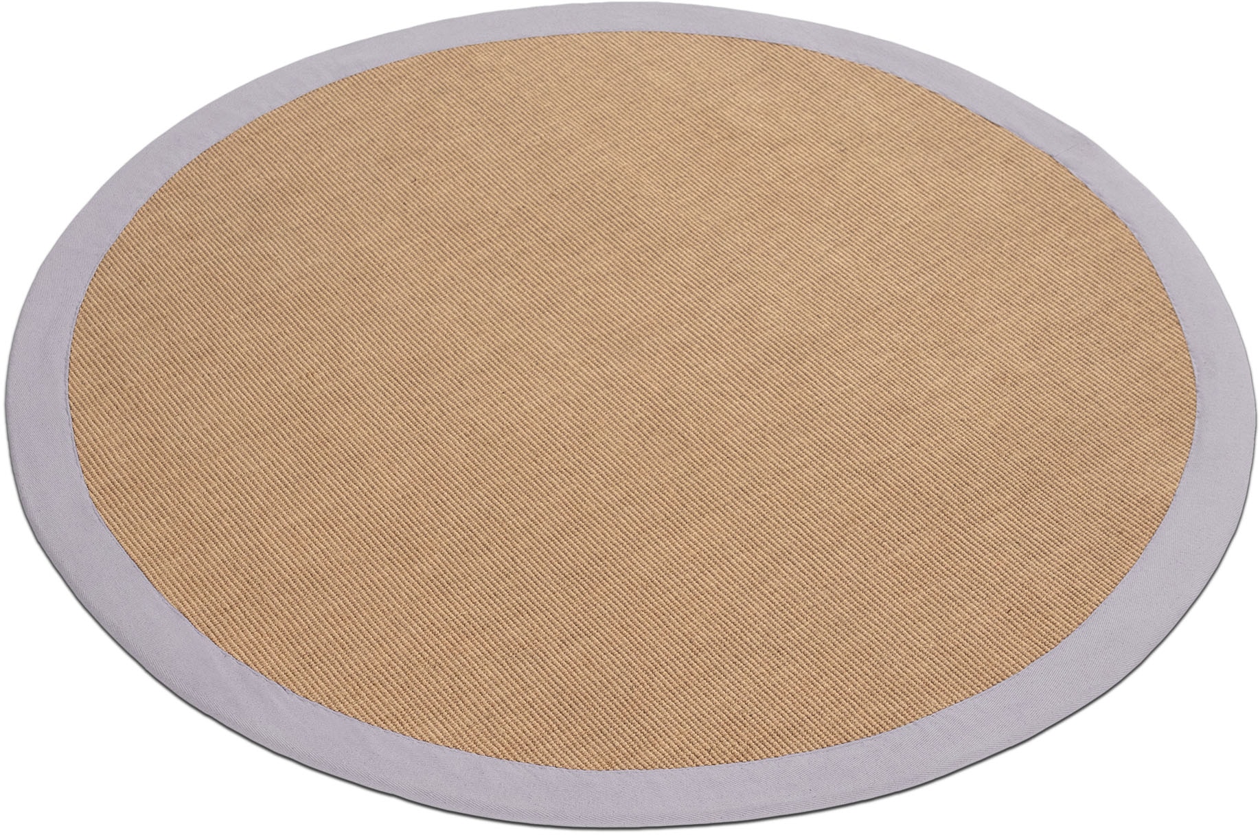 carpetfine Sisalteppich »Sisal«, rund, 5 mm Höhe, mit farbiger Bordüre, Anti-Rutsch Rückseite