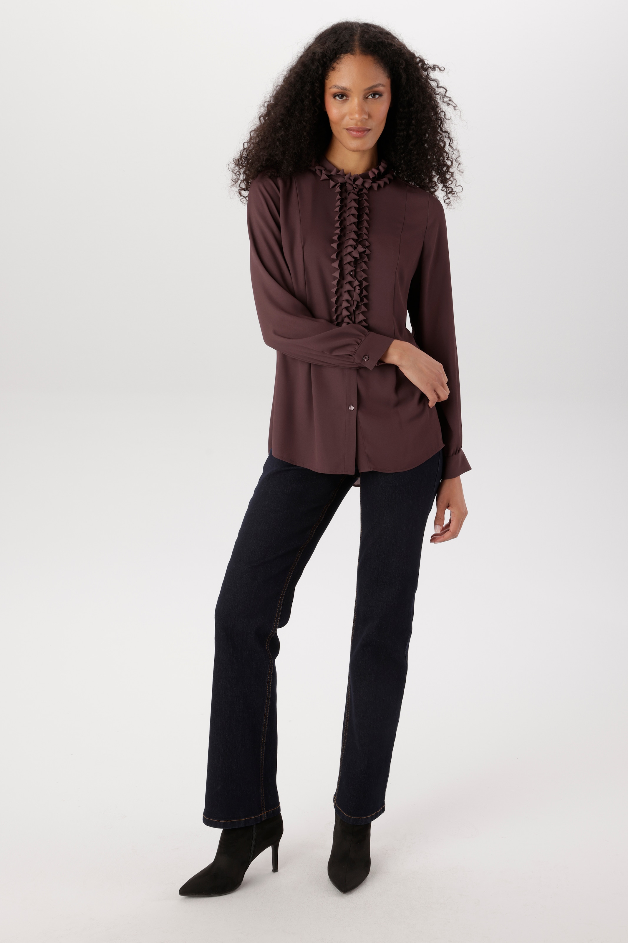 Aniston SELECTED Rüschenbluse 2 dezent transparent und mit Unterziehtop - NEUE KOLLEKTION