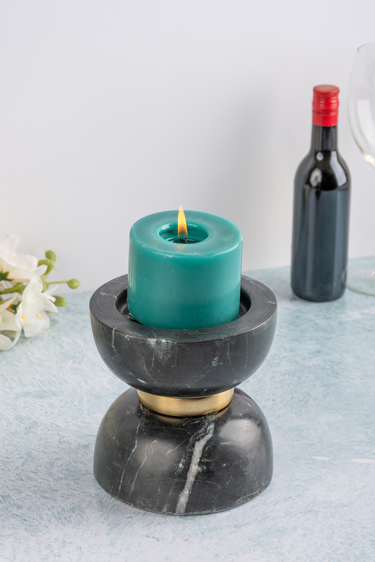 Kayoom Kerzenhalter »Kerzenhalter Sorin 125«, Dekorative Kerzenhalter aus Marmor mit Metall-Ring