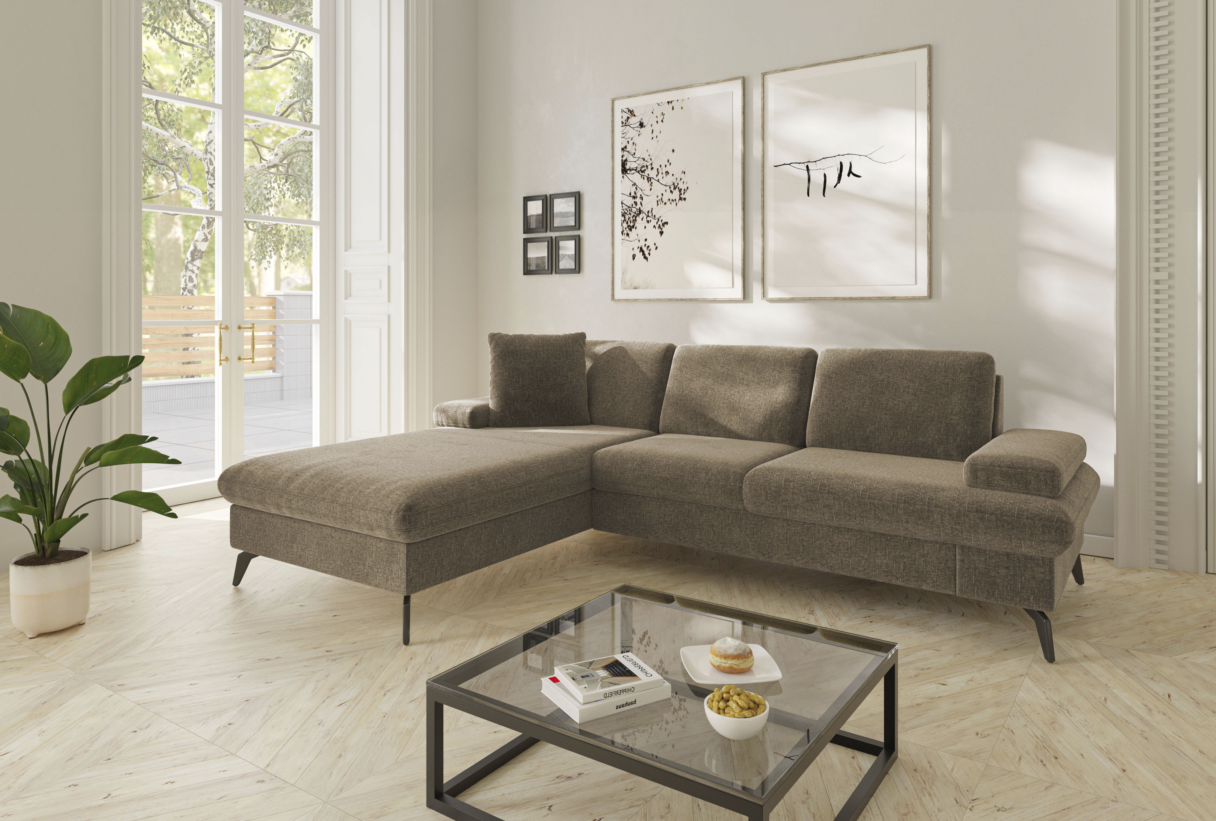 sit&more Ecksofa "Morris Jubi L-Form, B: 247 cm" mit Armteilfunktion & 1 Zierkissen, optional Schlaffunktion