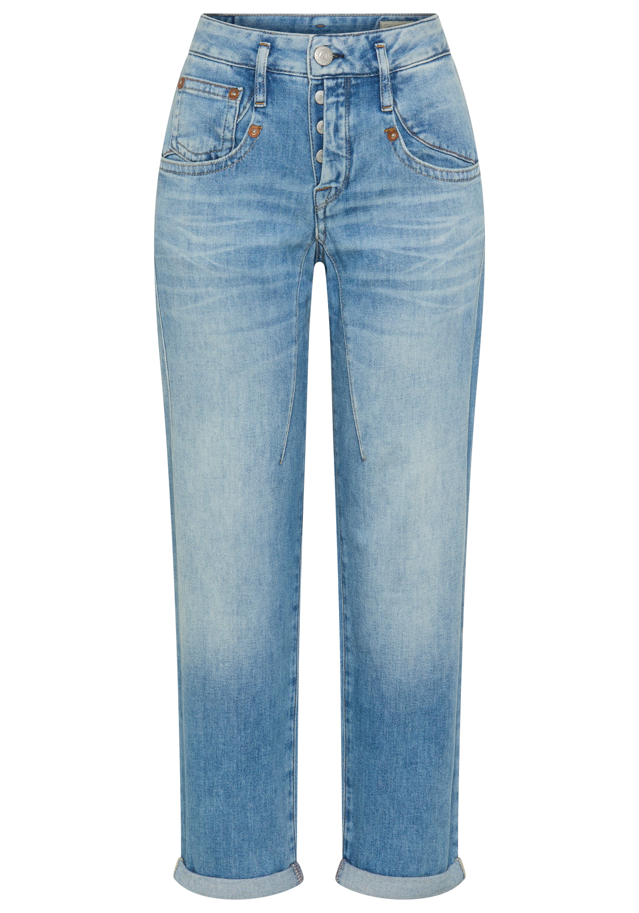 Herrlicher Boyfriend-Jeans »Shyra Tap Denim Stretch« mit halb verdeckter Knopfleiste, High Waist