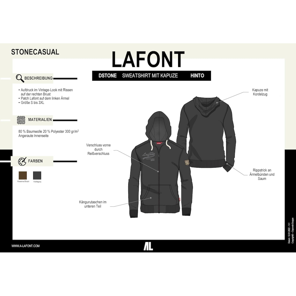 Lafont Hoodie »Unisex Sweatjacke "Hinto"«