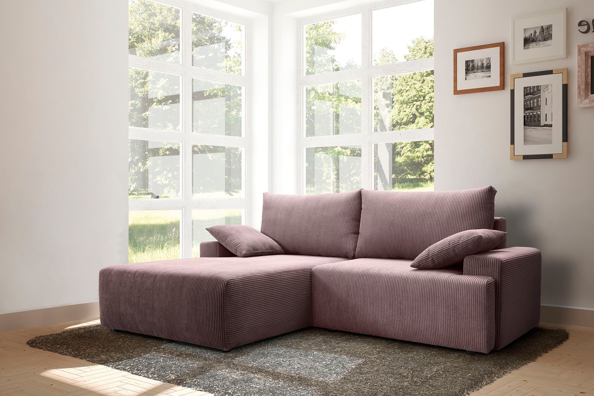 fashion Bettfunktion »Orinoko«, Ecksofa exxpo BAUR - sofa in | inklusive Cord-Farben Bettkasten und kaufen verschiedenen