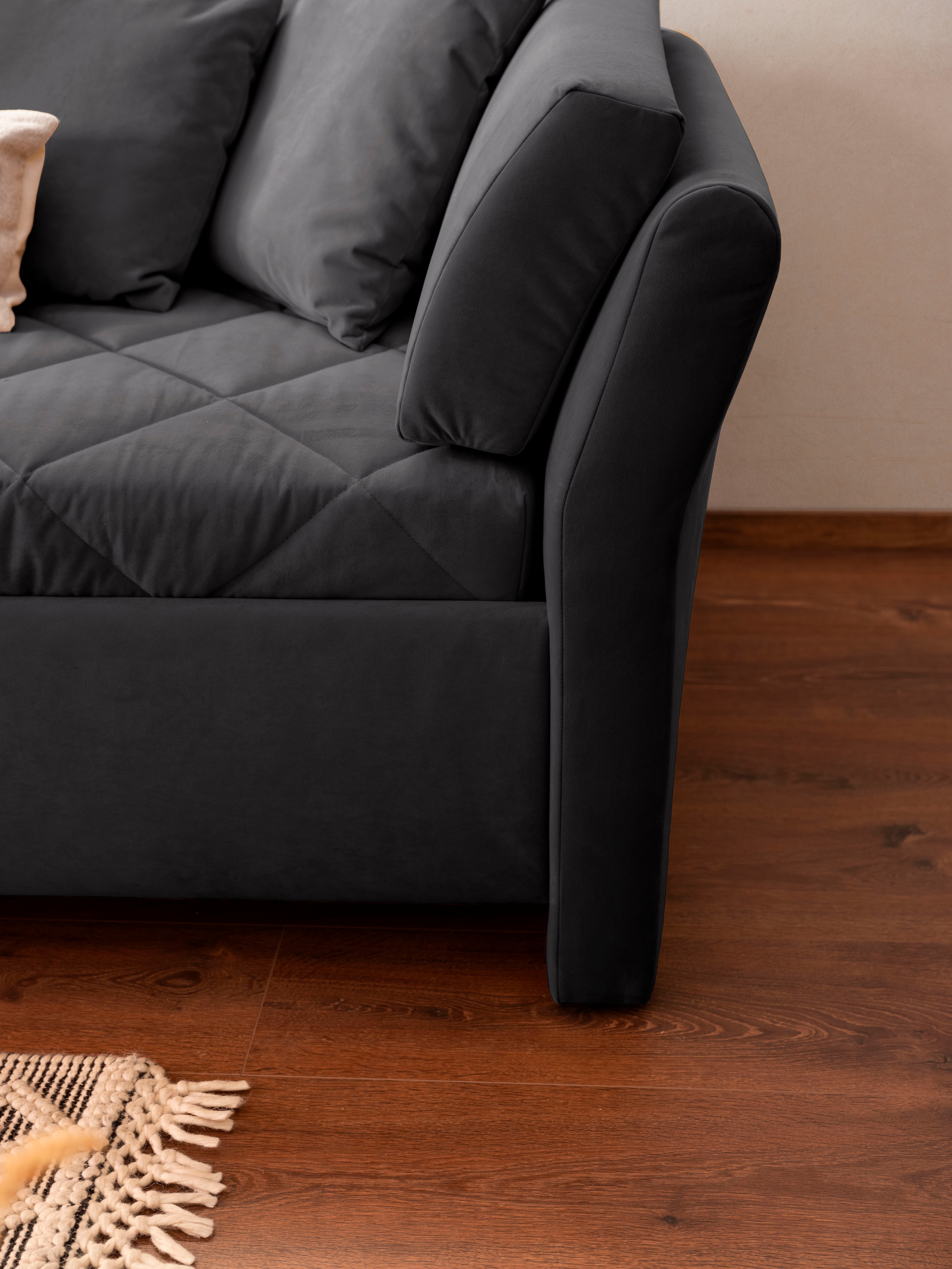 alina Schlafsofa »Lindsay«, Bettkasten, Zierkissen-Set aus: 2 Stk. 40x40cm, 1 Stk. 30x30cm