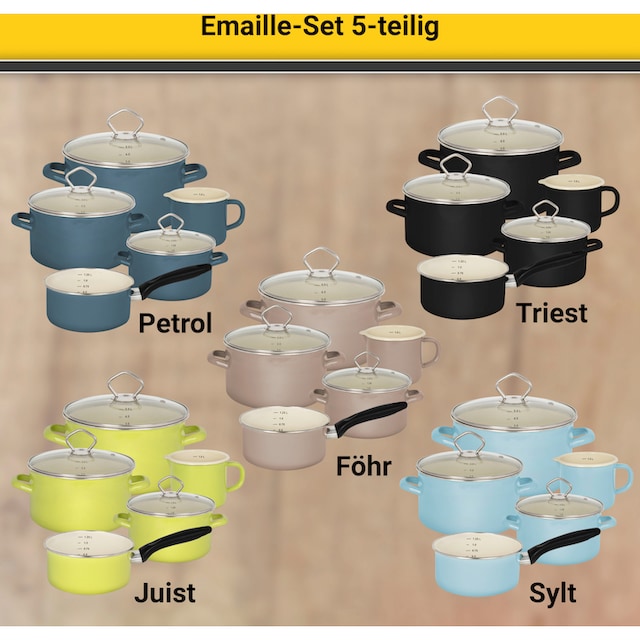 Krüger Topf-Set »Juist«, Emaille, (Set, 8 tlg.), Induktion kaufen | BAUR