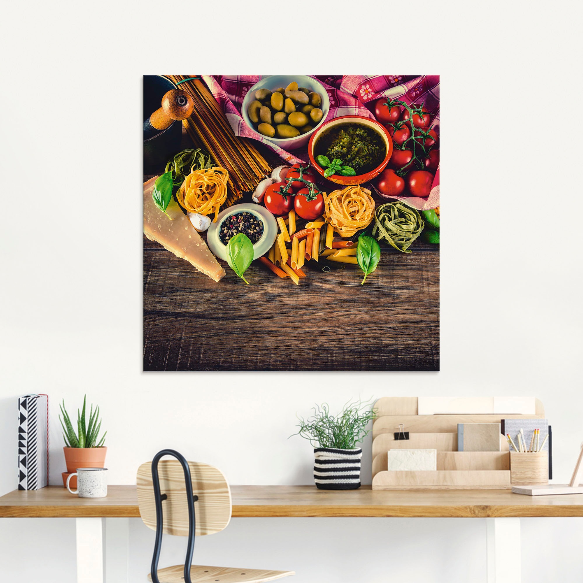 Artland Glasbild "Italienisch mediterrane Lebensmittel", Lebensmittel, (1 S günstig online kaufen