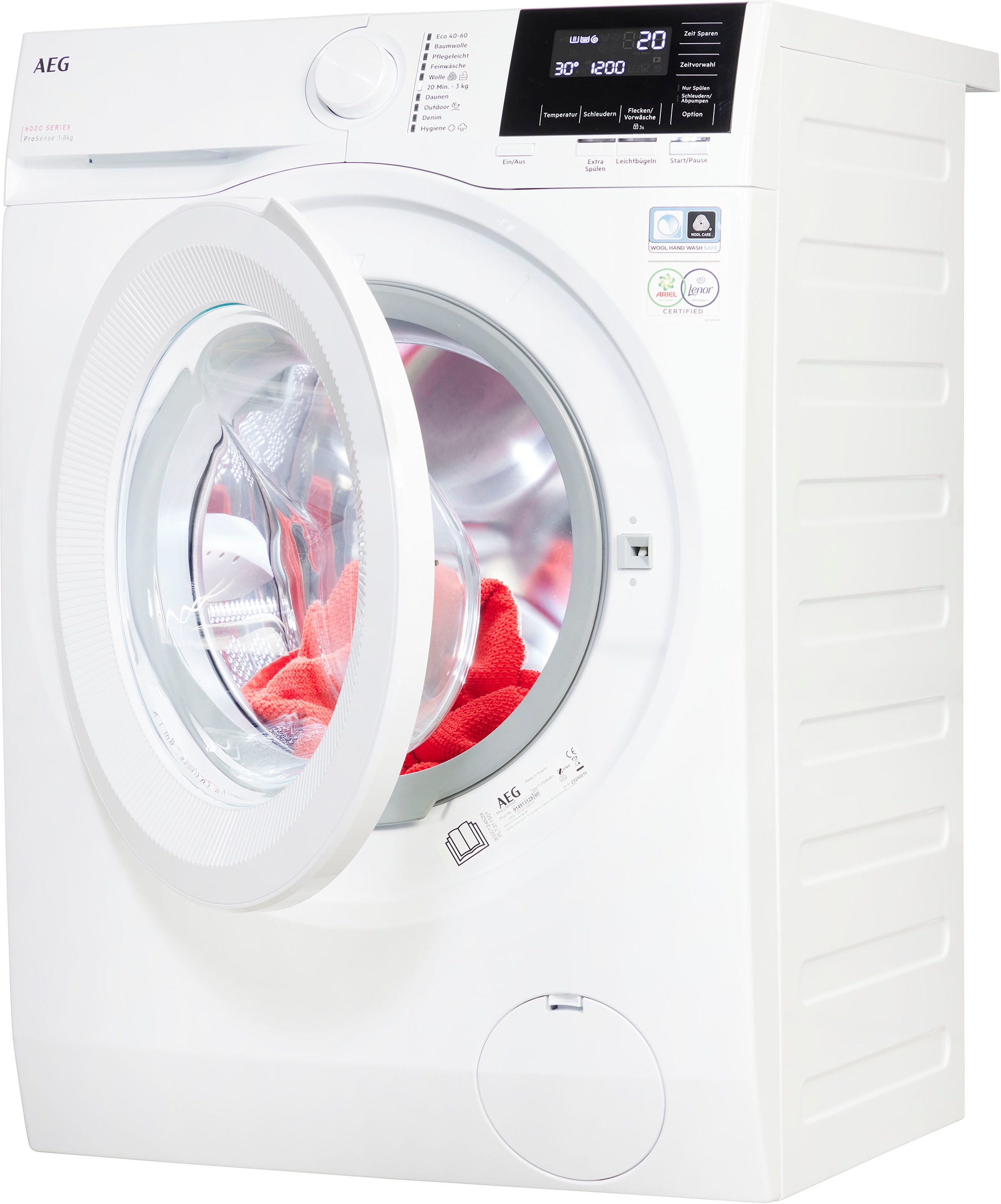 AEG Waschmaschine 6000 "LR6A668" 8 kg 1600 U/min ProSense Mengenautomatik​ günstig online kaufen