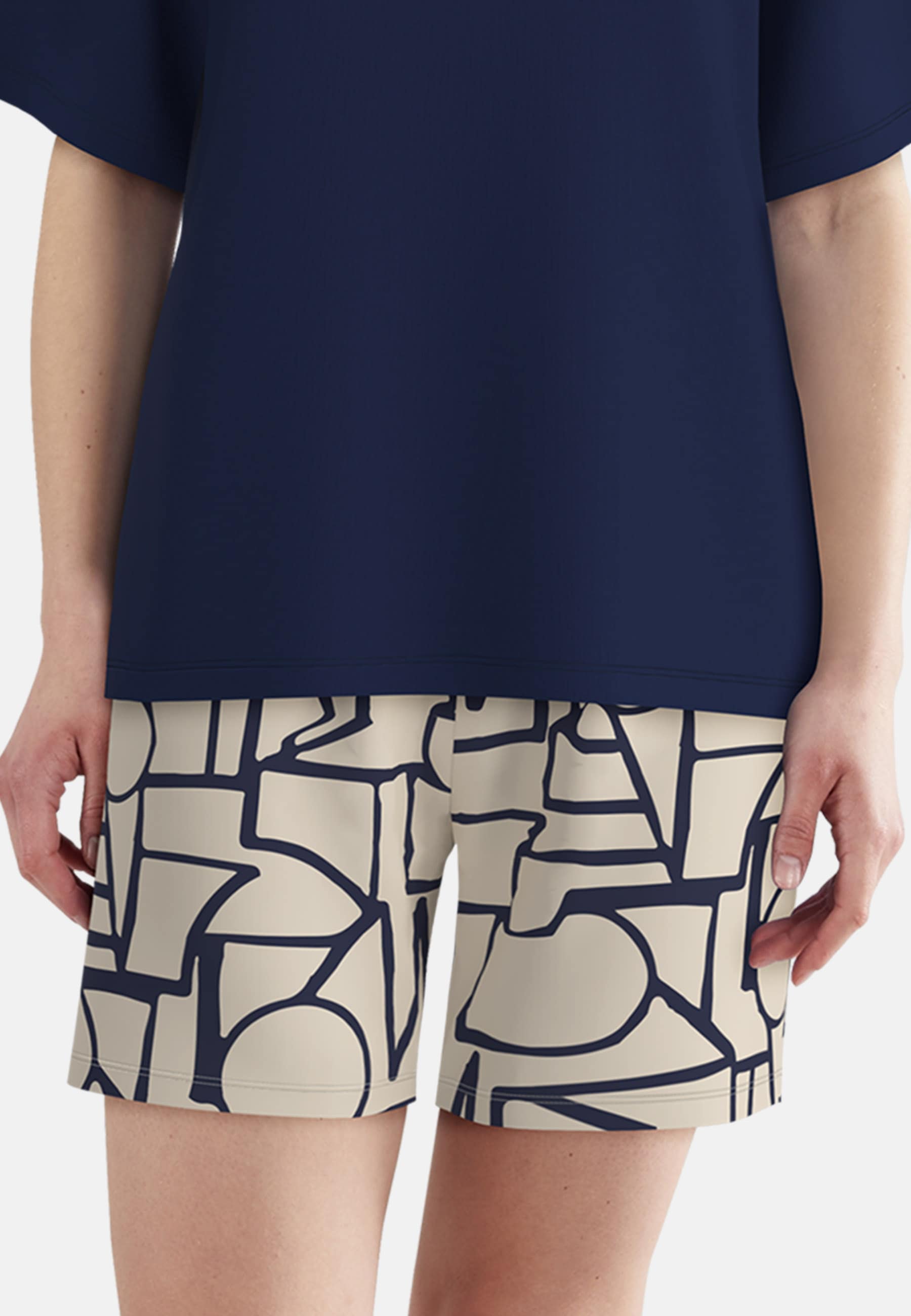 TOM TAILOR Shorty Halbarm, mit Muster, Rundhalsausschnitt, Viskosemix