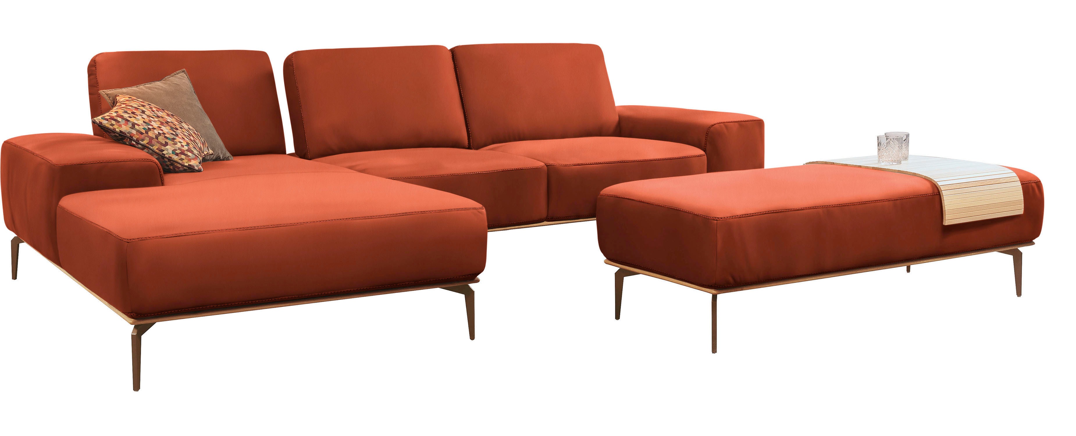 Thumbnail - W.SCHILLIG Ecksofa "run, Designsofa mit tollem Sitzkomfort, bequem, L-Form", mit Holzsockel, Füße in Bronze pulverbeschi...
