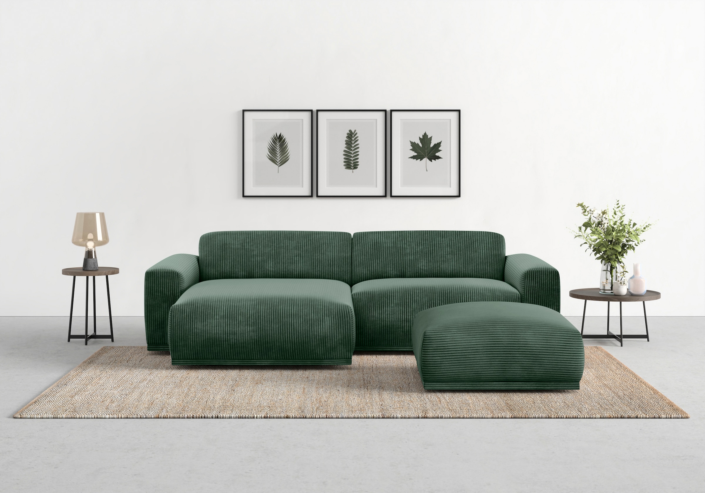 TRENDMANUFAKTUR Ecksofa »Braga, mit hochwertigem Kaltschaum, L-Form, in Cord erhältlich«, (2 St.), modernes Sofa, Couch mit hohem Sitzkomfort, 255/72/160 cm (B/H/T)