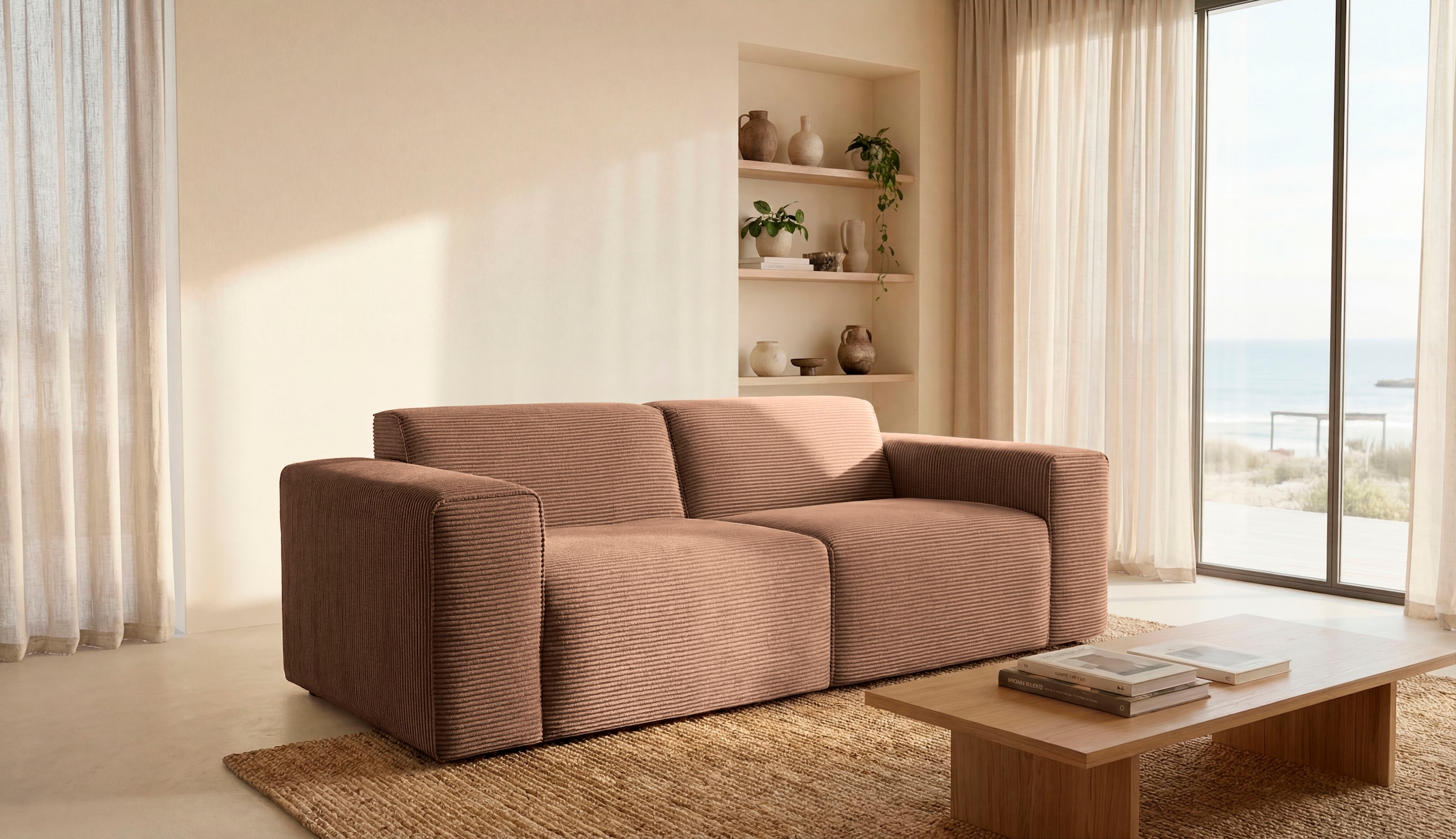 OTTO home 2-Sitzer "Clayton Kompaktsofa Breite 202 cm" in einem trendigen Cord-Bezug, verschiedene Kombinationen verfügbar