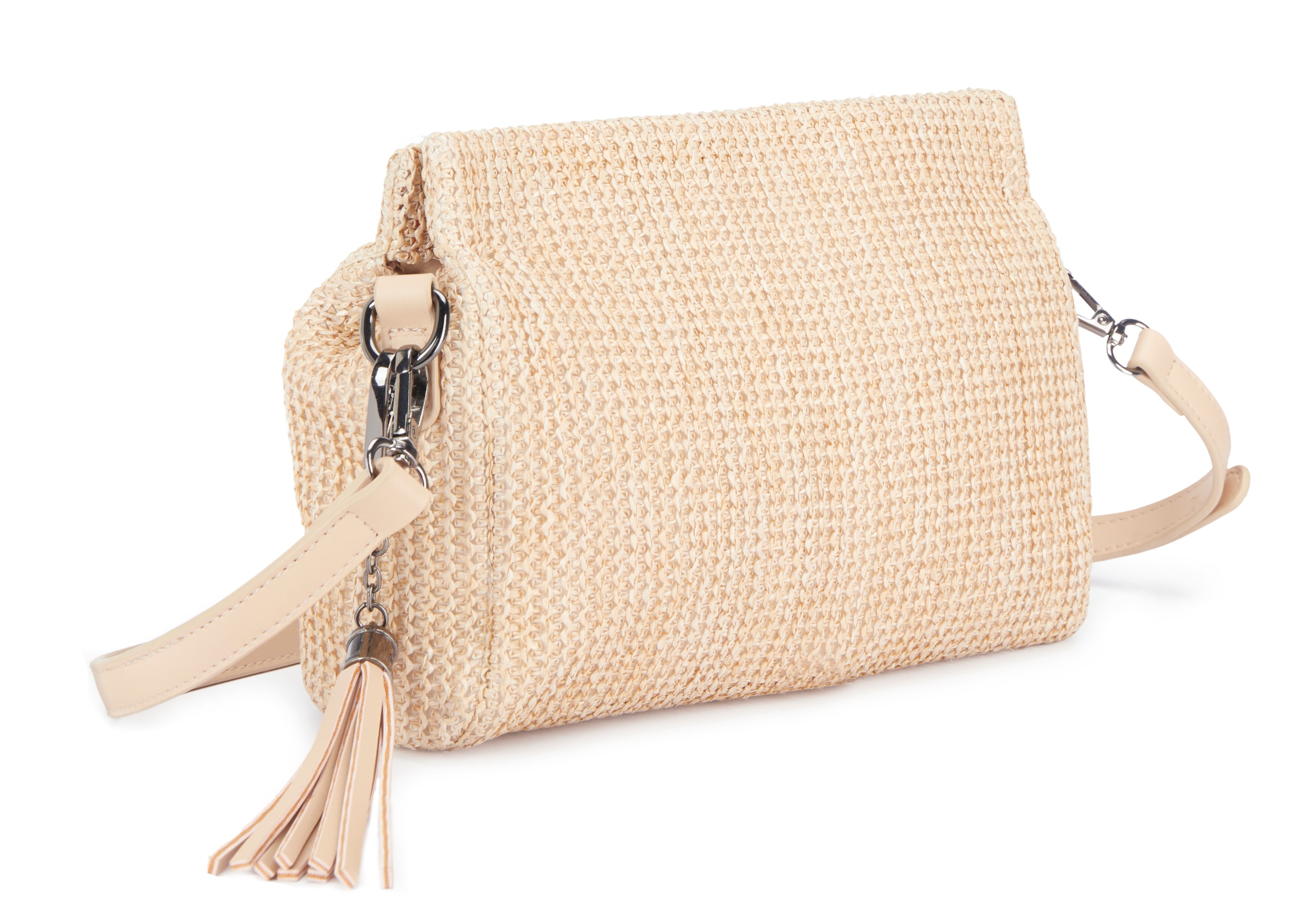 Vivance Umhängetasche »Clutch« Handtasche,Schultertasche,Tragetasche,Crossbody Bag, Bast-Optik VEGAN