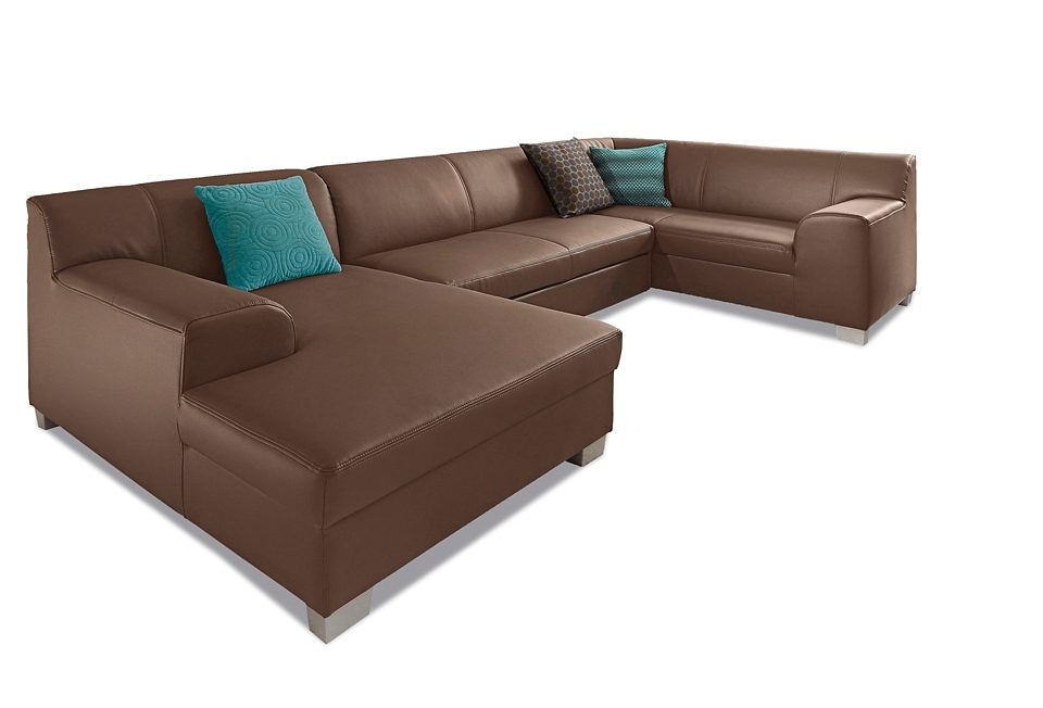 DOMO collection Wohnlandschaft »Amando in vielen Bezugsvarianten, auch in Leder, komfortabel, U-Form«, wahlweise mit Bettfunktion, fester Sitzkomfort, frei im Raum stellbar