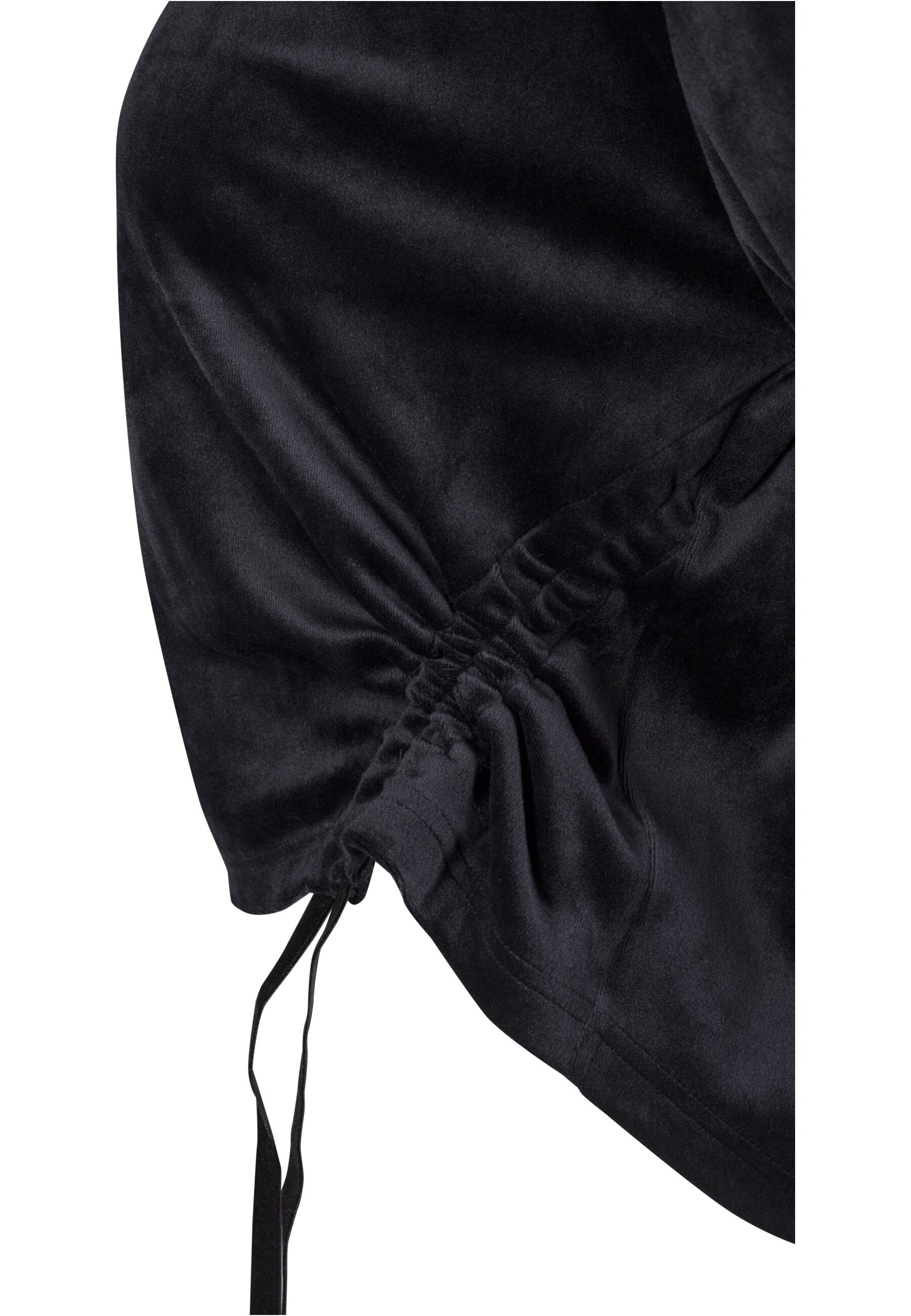 URBAN CLASSICS Rundhalspullover »Urban Classics Damen Ladies Short Velvet Gathered Hoody«, (1 tlg.)